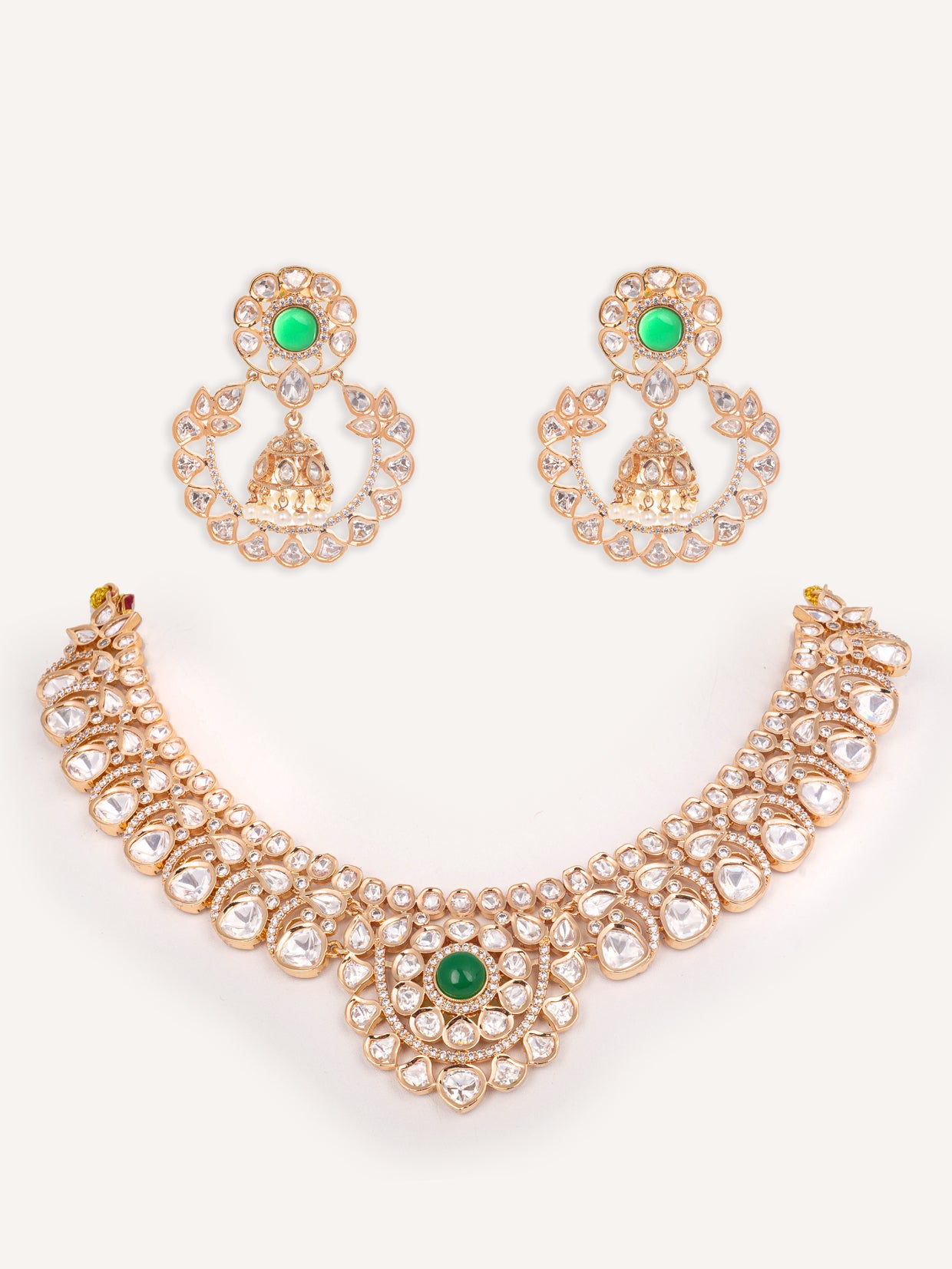 Emerald Luxe Polki Necklace Set