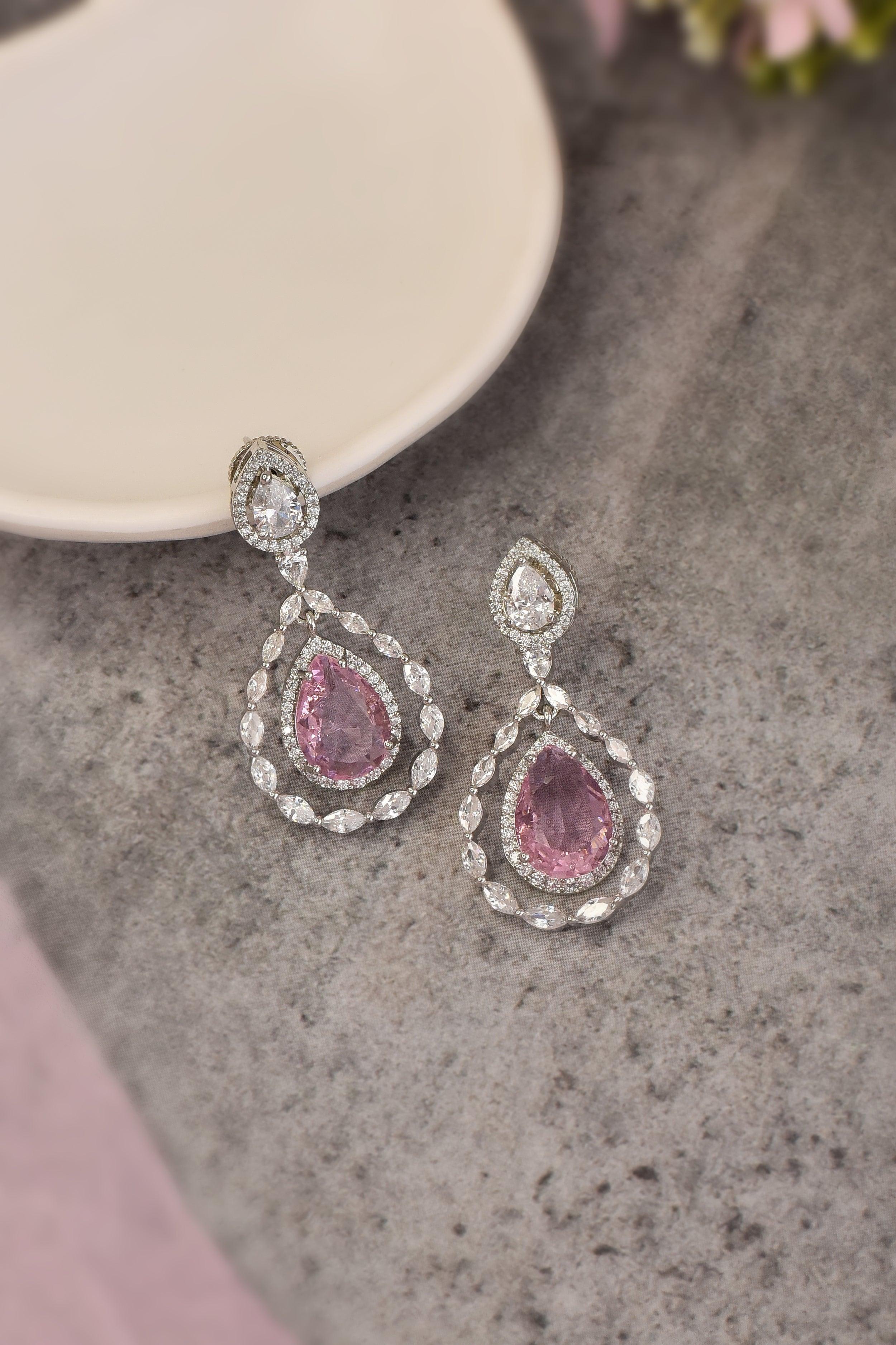 Blushing Sparkle Zirconia Earrings - Dyulokha