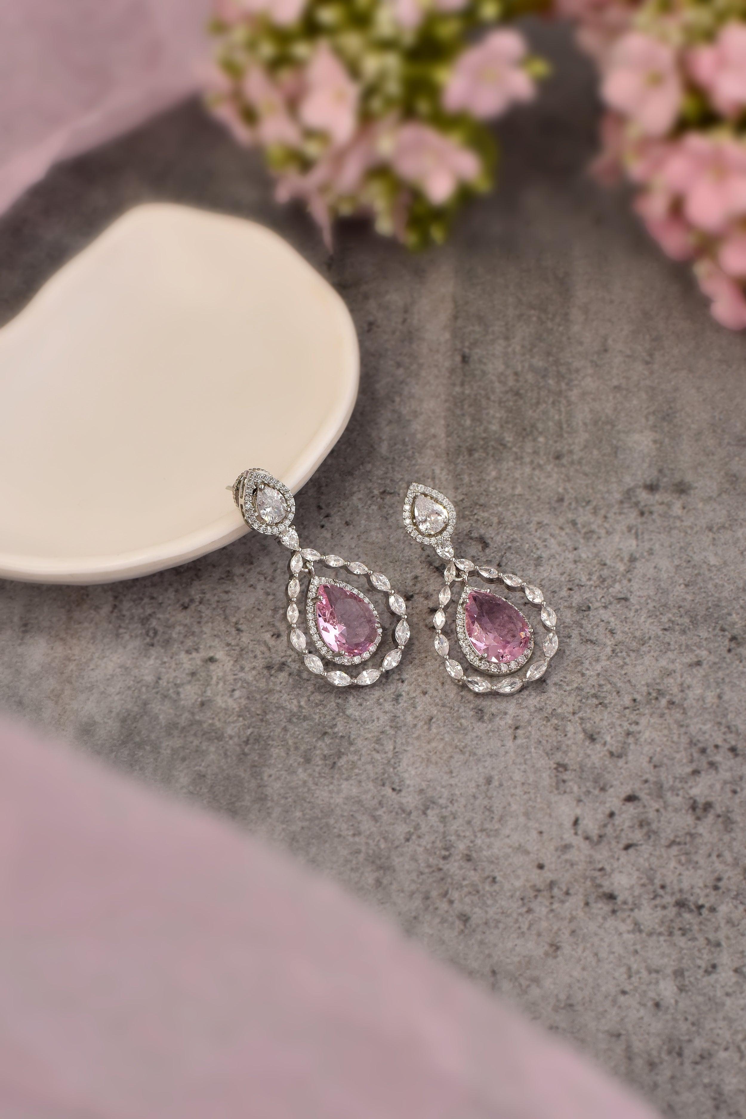 Blushing Sparkle Zirconia Earrings - Dyulokha
