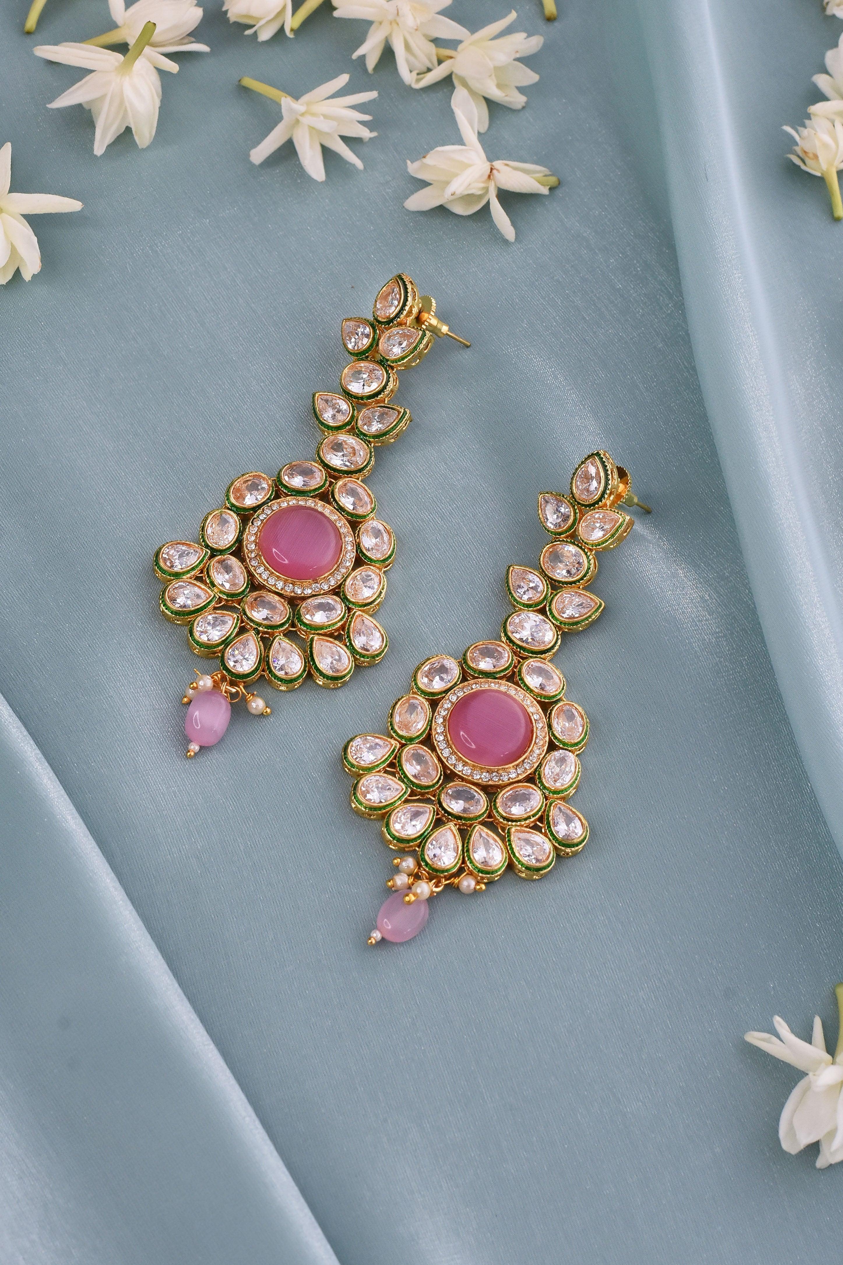 Blush Brilliance Kundan Earrings - Dyulokha