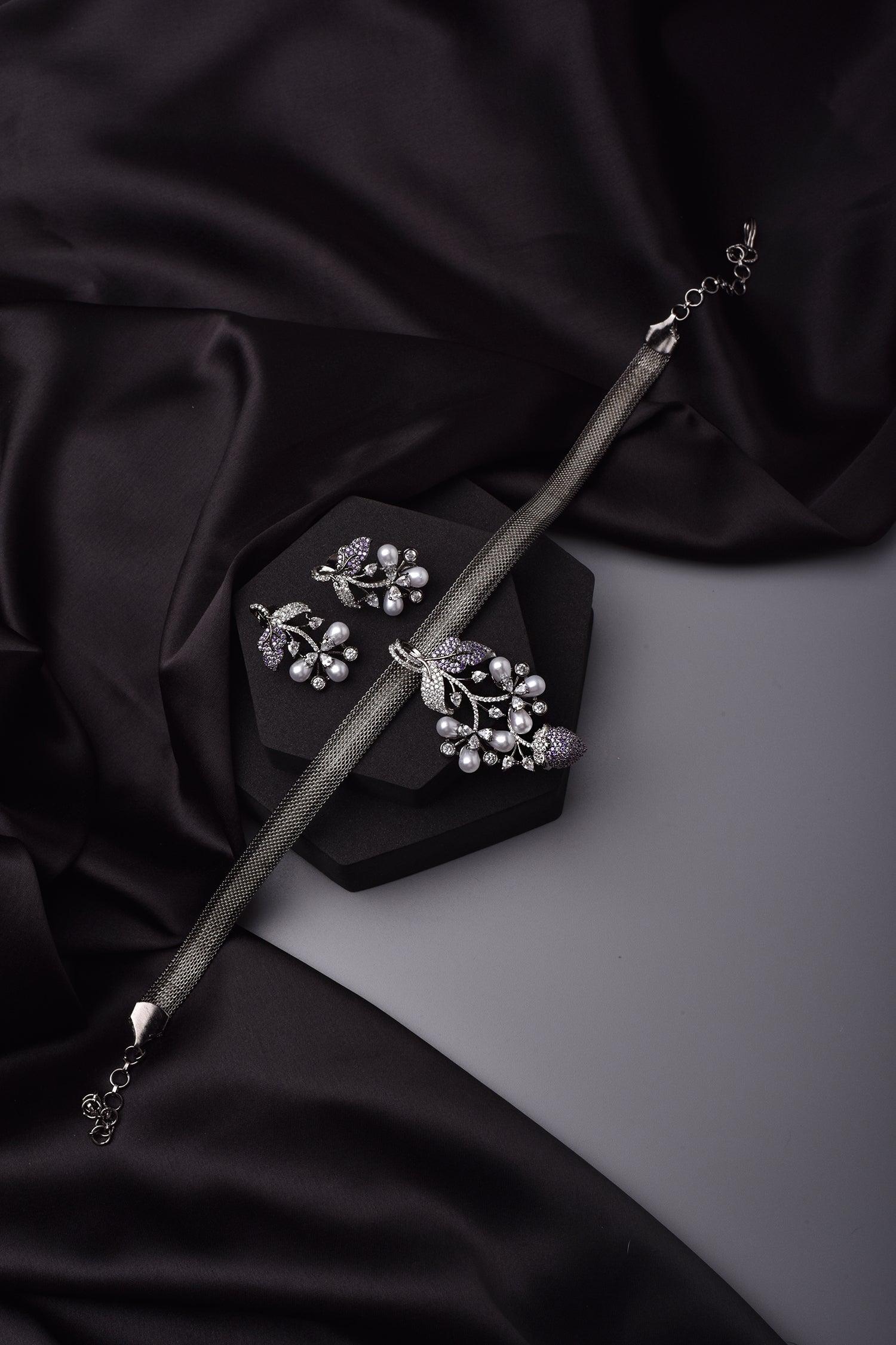 Regal Amethyst Zirconia Necklace Set - Dyulokha