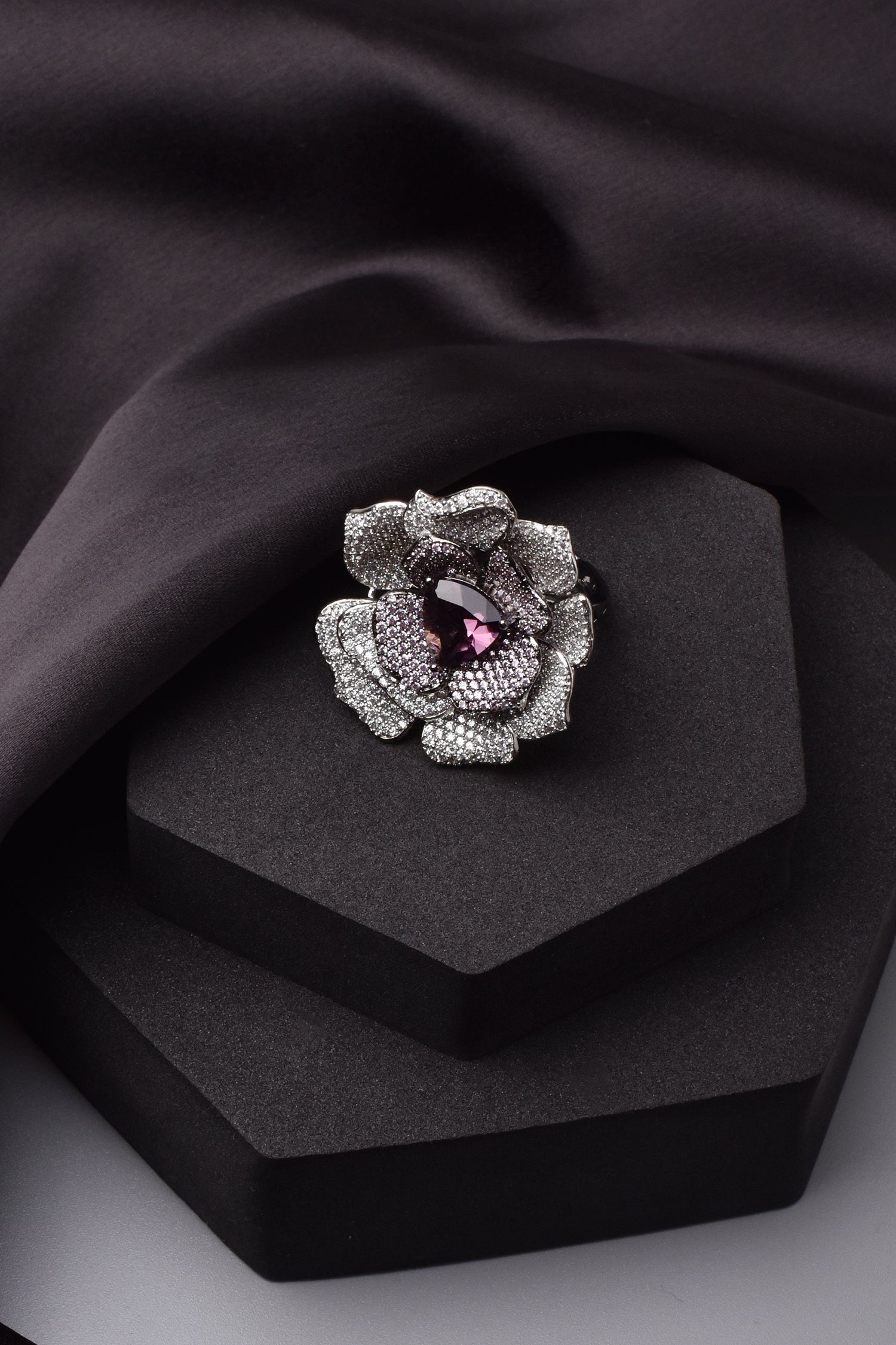Purple Bloom Zirconia Ring
