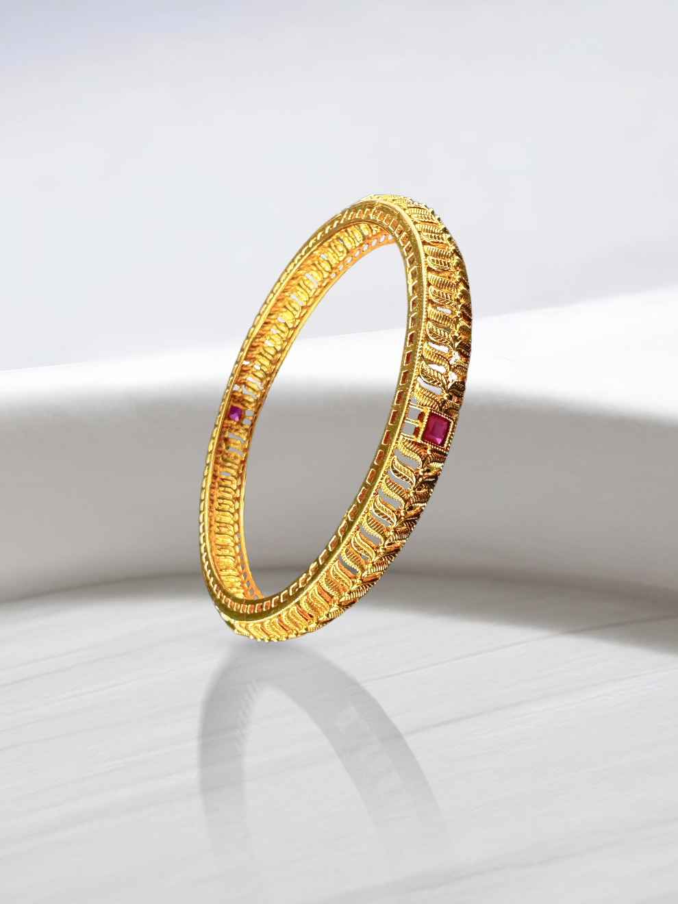 Bangles with Pink Square Leaf Design