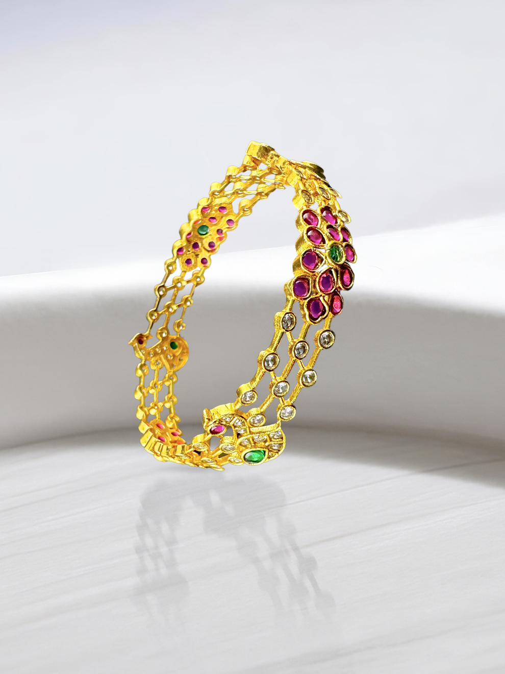 Multicolored Peacock and Flower Bangles