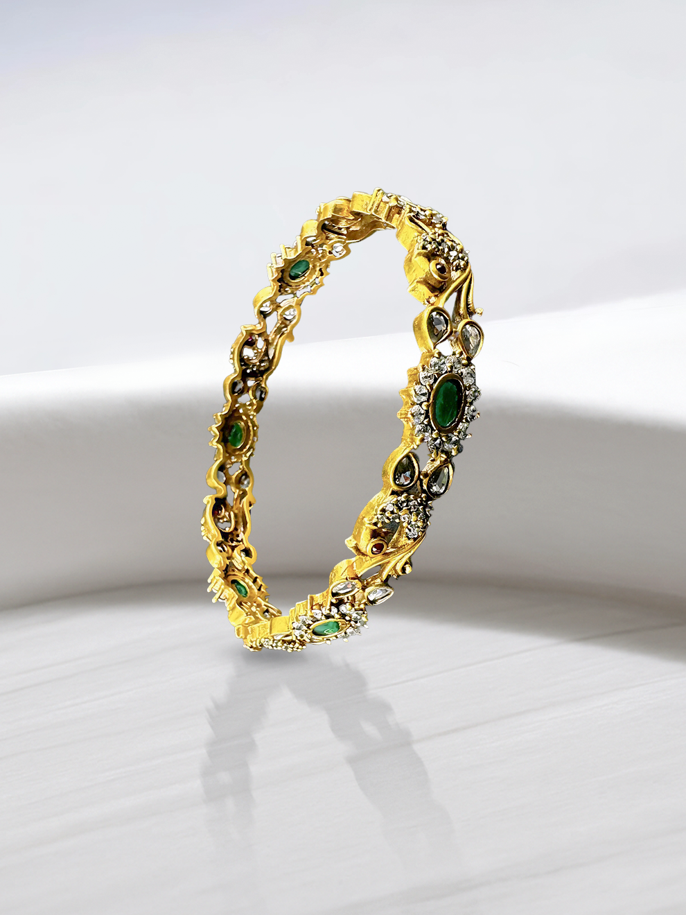 Swan Motif and White Flower Bangles