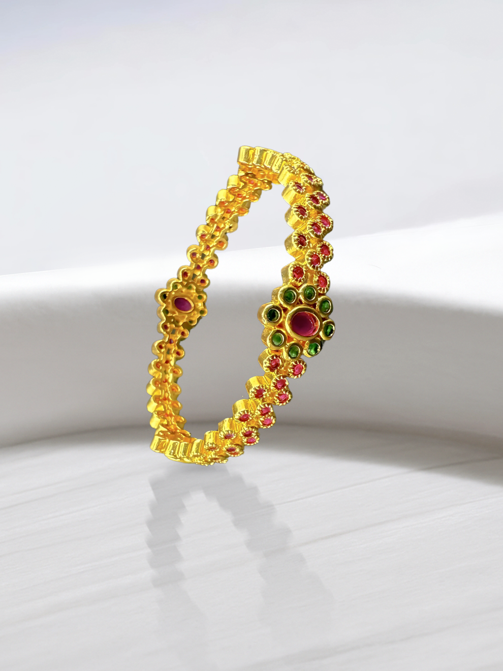 Simple Bangles with Pink & Green Stones