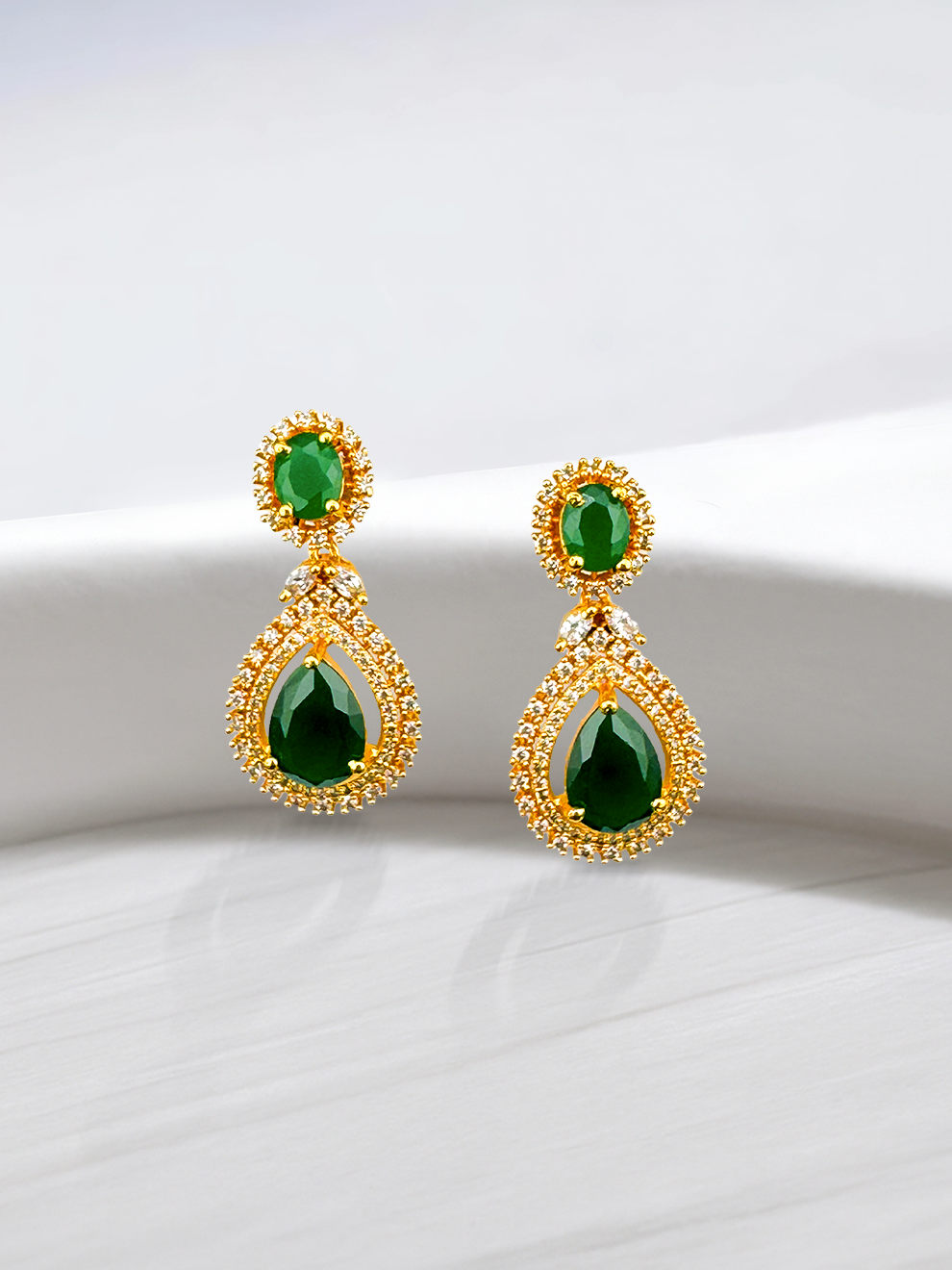 Green Drop Stone Danglers