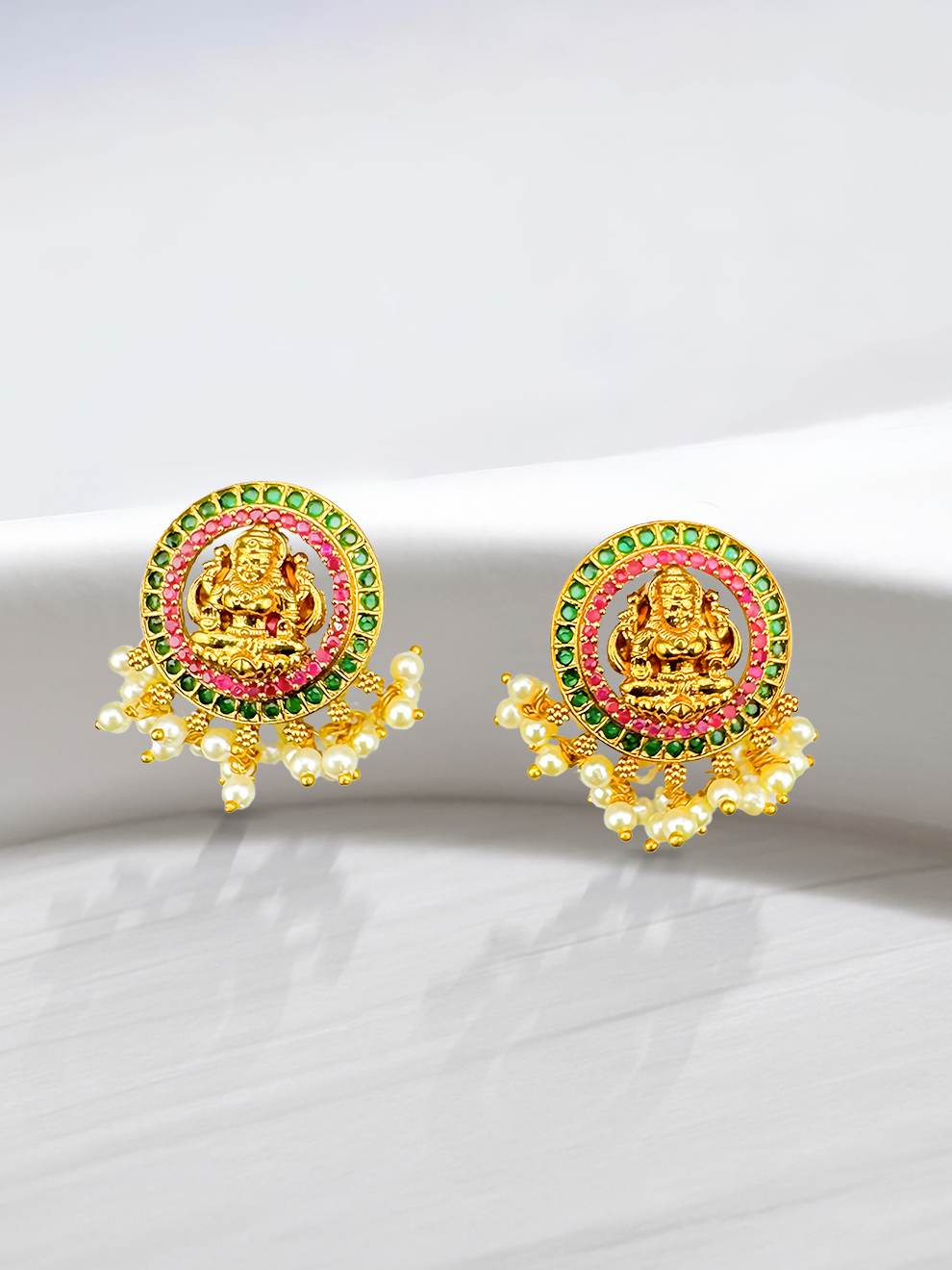 Laxmi Motif Round Studs