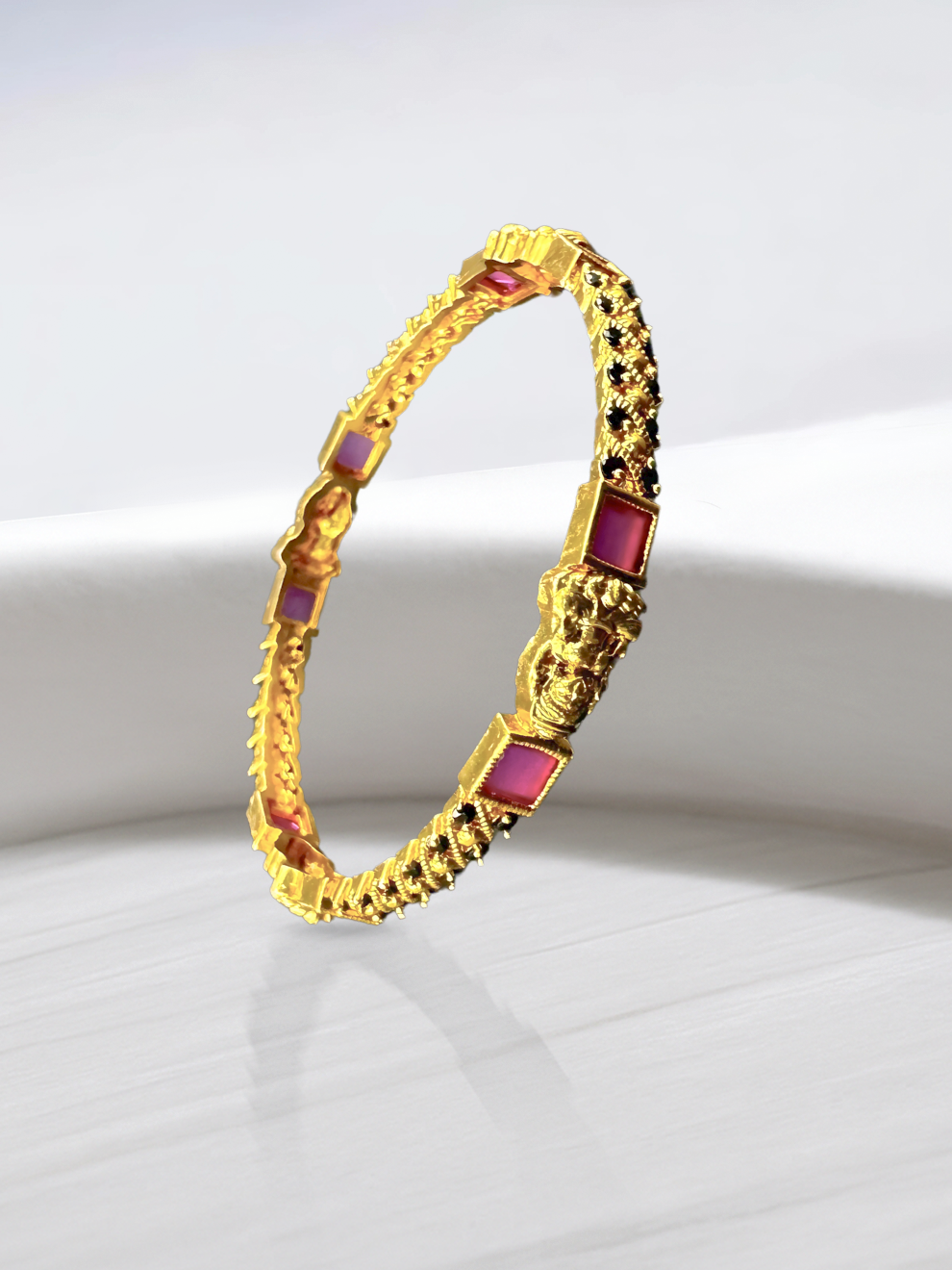 Laxmi Motif Bangles with Pink Squares