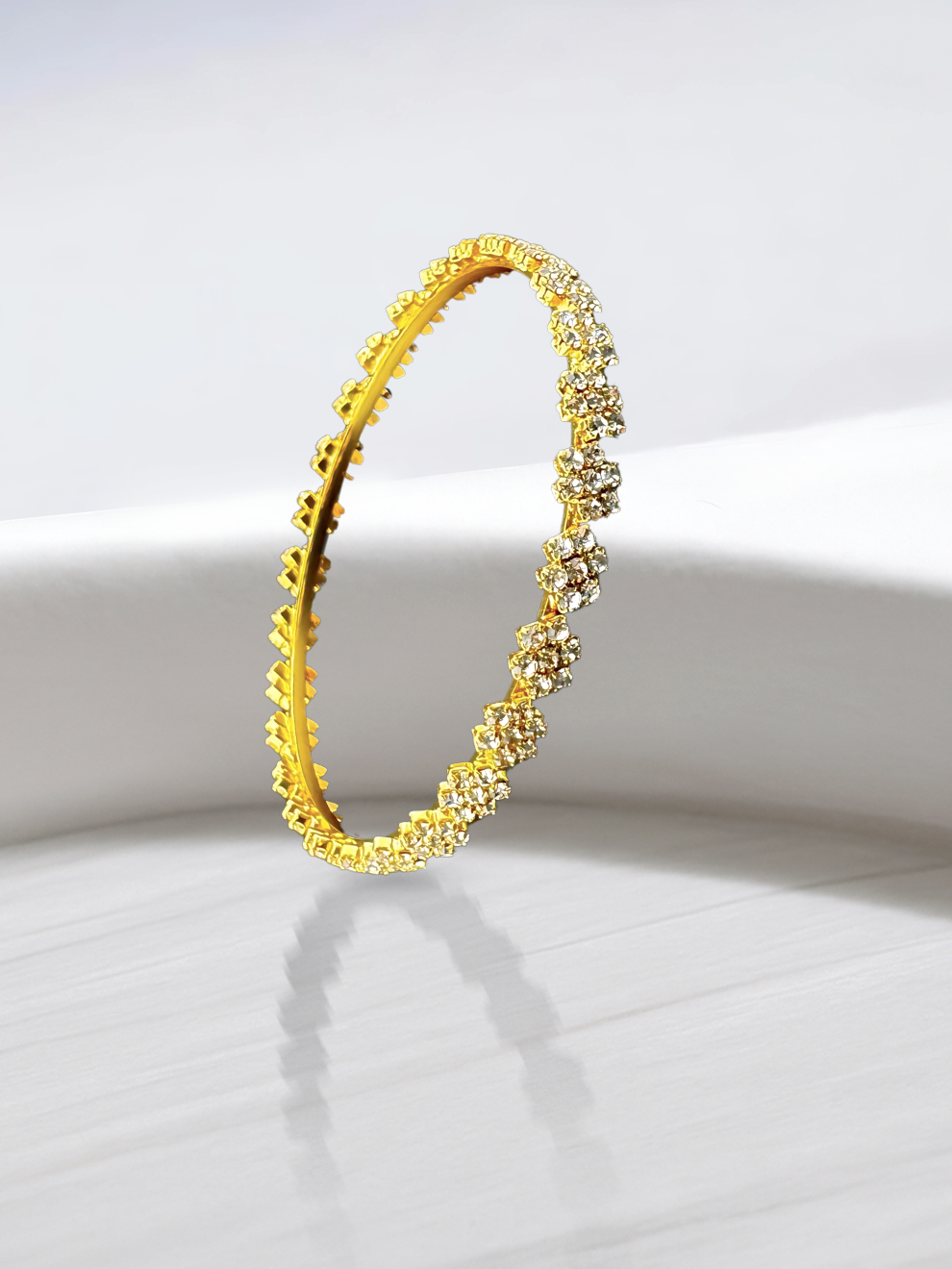 Delicate White Stone Flower Bangles