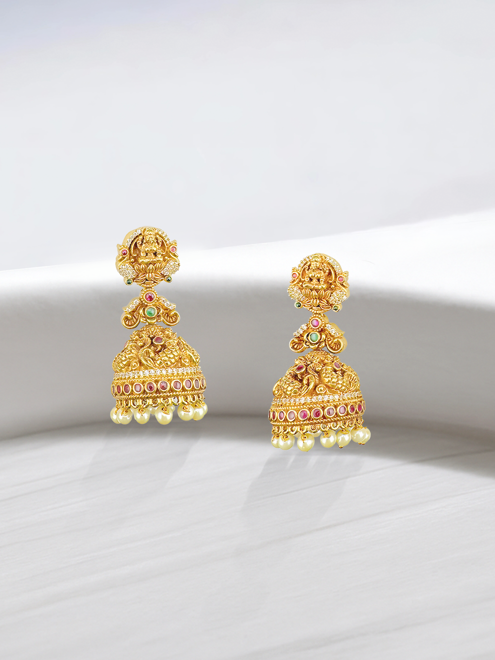 Divine Laxmi Jhumkas with Pearl Detailing