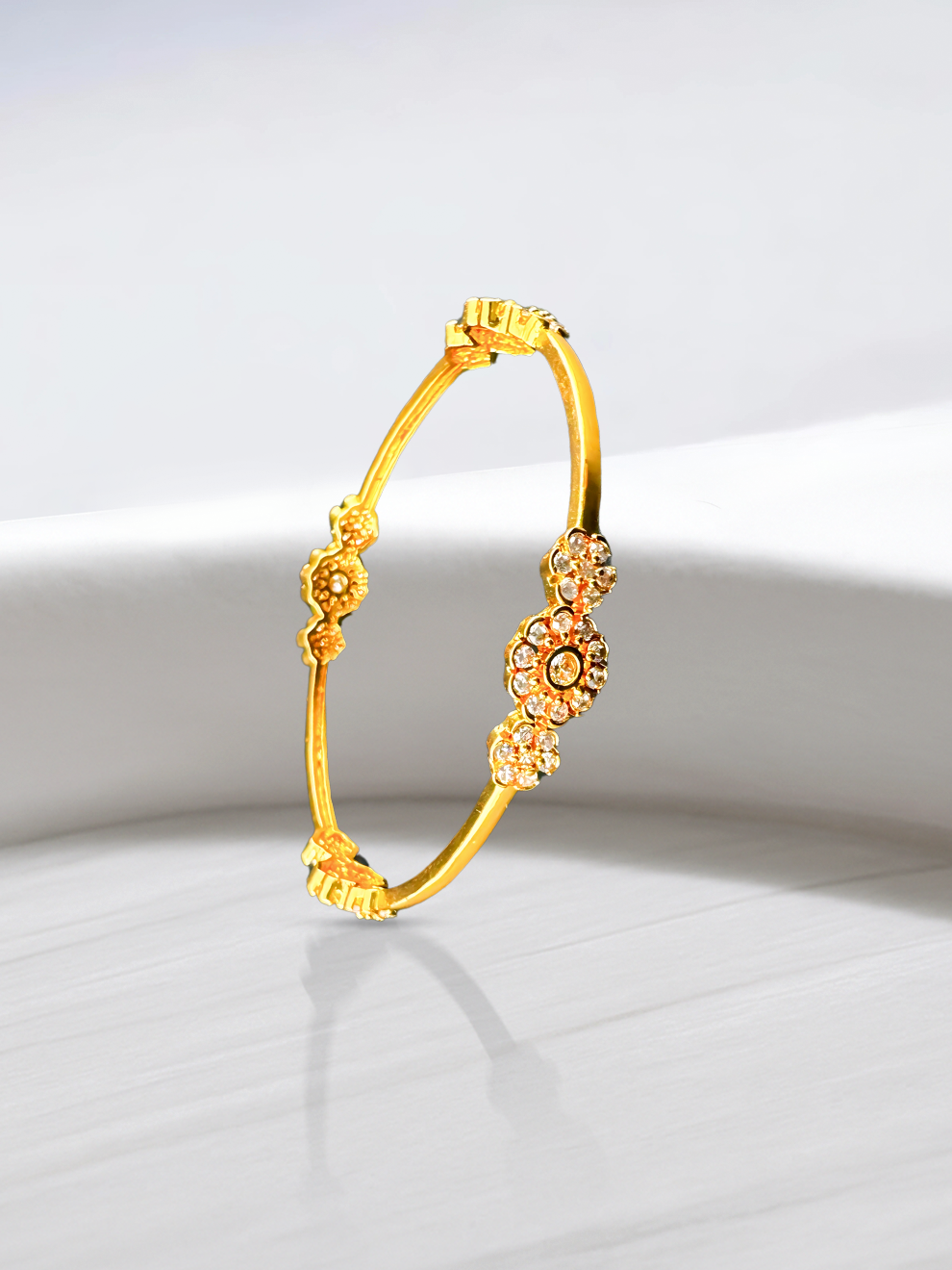 Floral Elegance CZ Stone Bangles