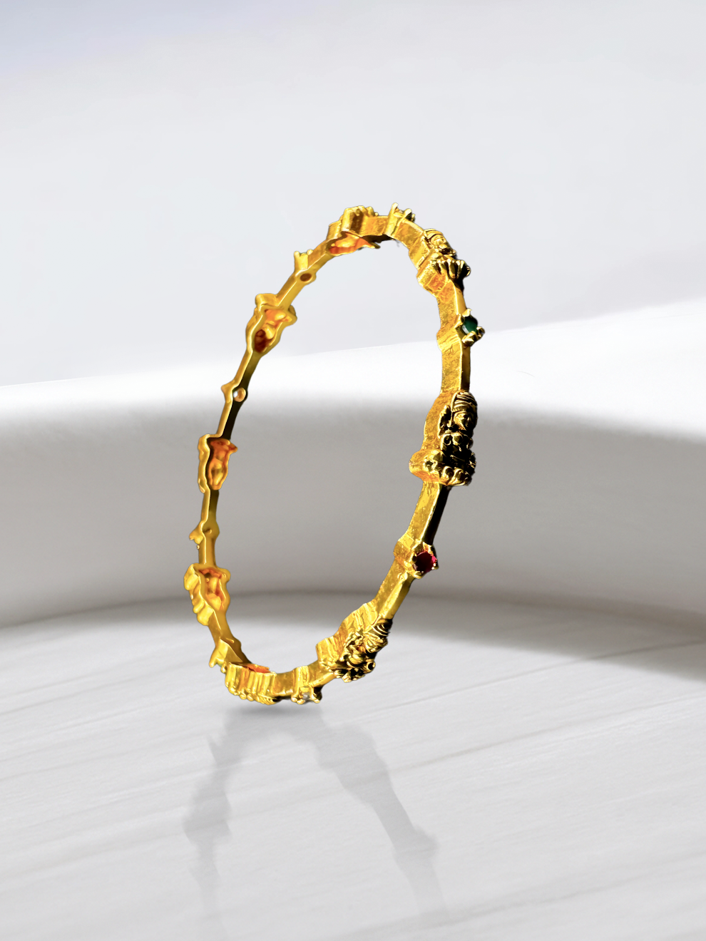 Graceful Bangles in Pink & White Stones
