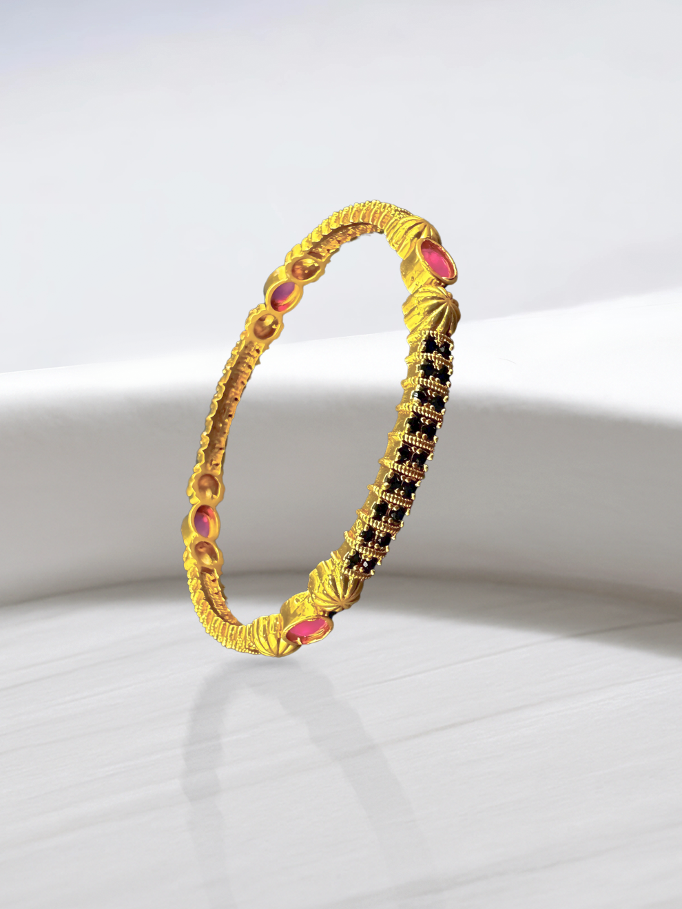 Bangles with Bold Pink and Black Accents