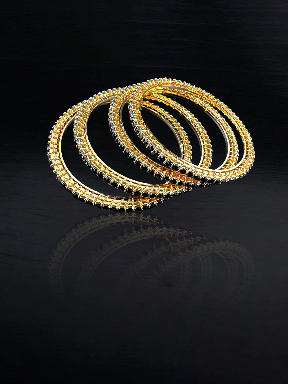 Bold Elegance Black Stone Bangles