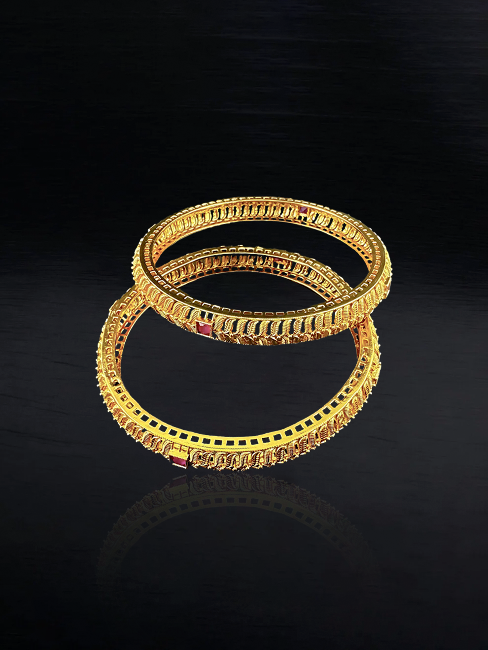Bangles with Pink Square Leaf Design