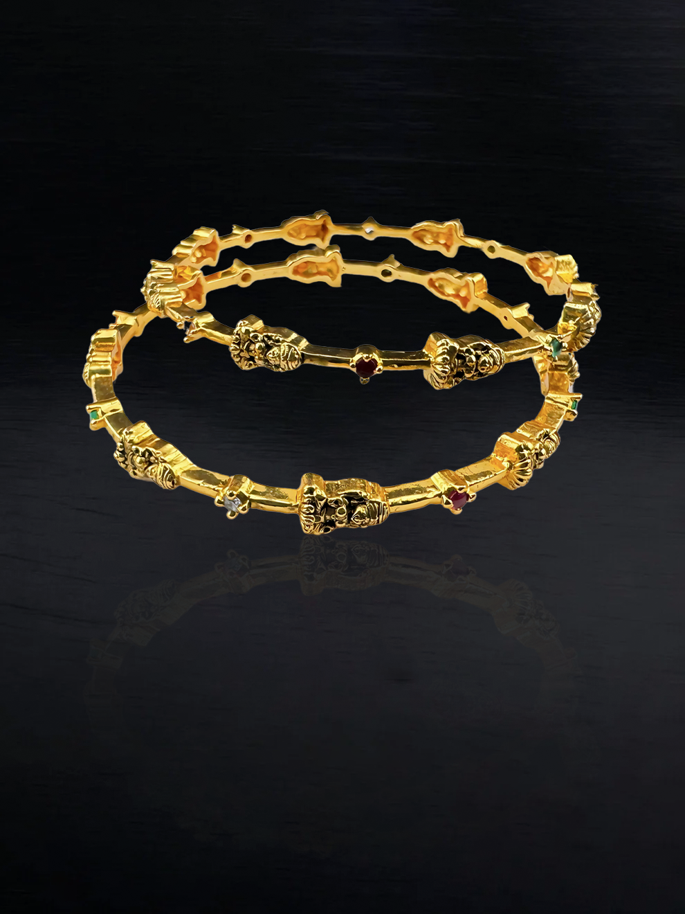 Graceful Bangles in Pink & White Stones