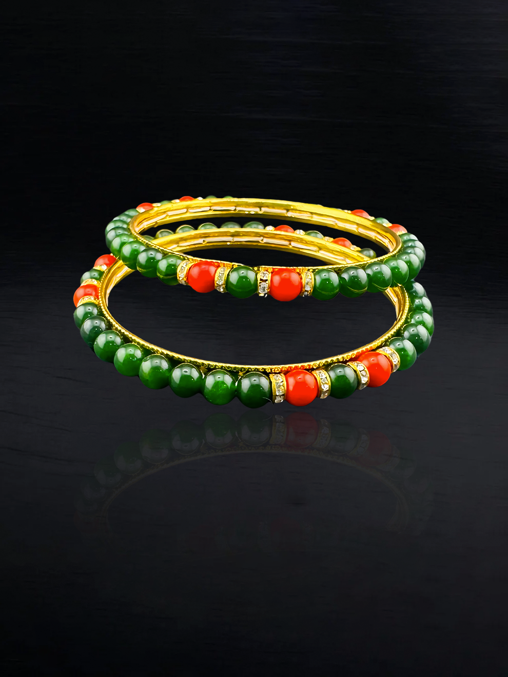 Green Beaded Bangles