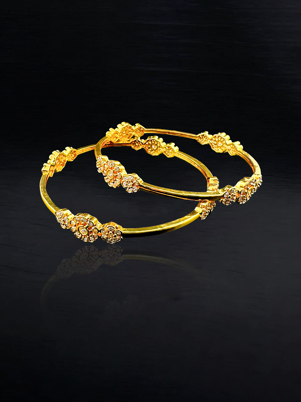 Floral Elegance CZ Stone Bangles