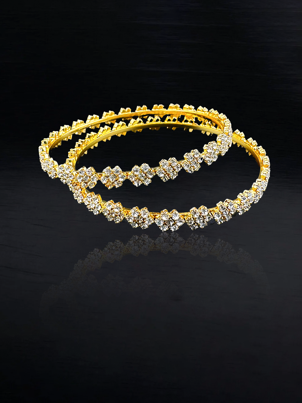 Delicate White Stone Flower Bangles