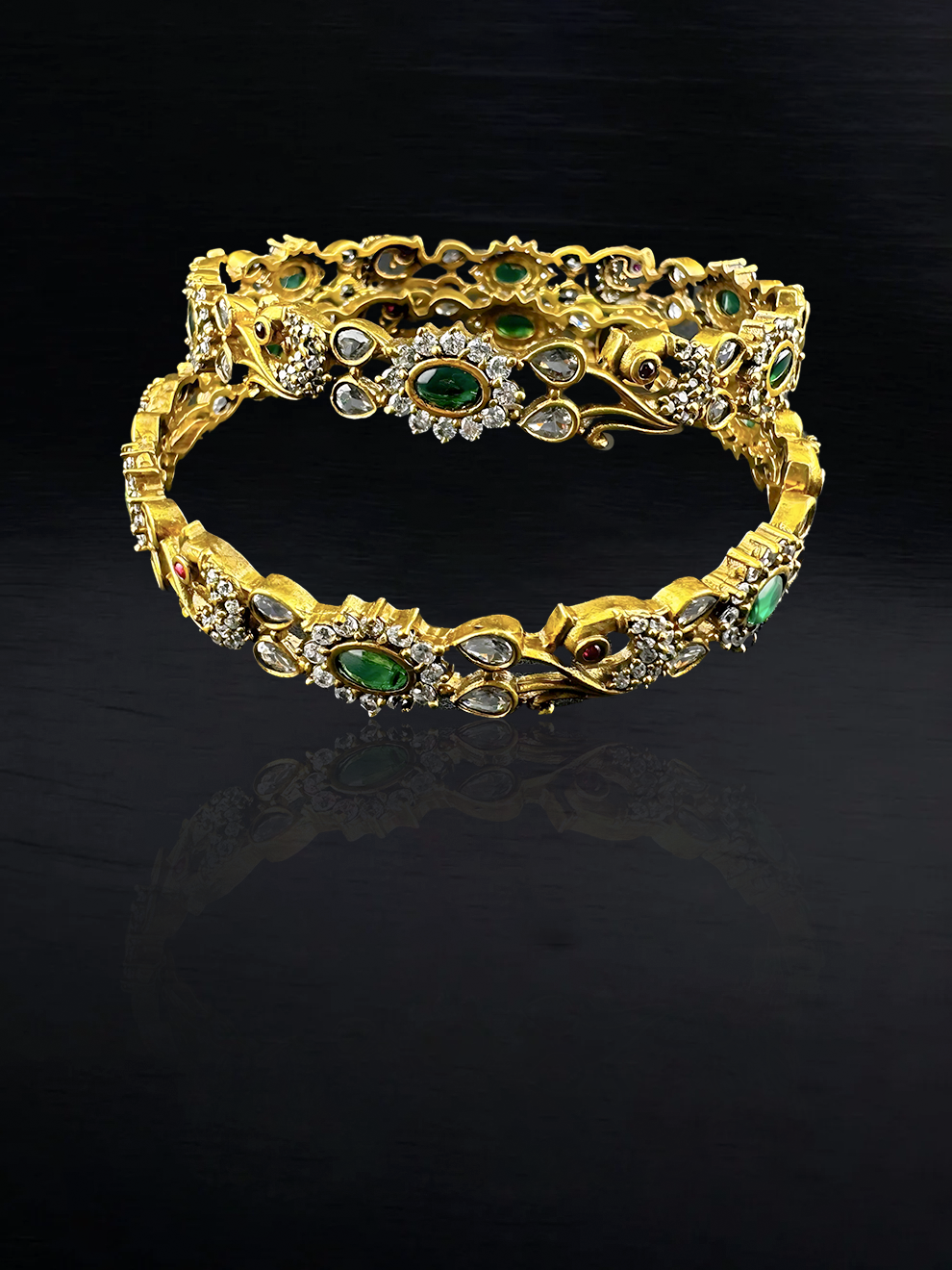 Swan Motif and White Flower Bangles