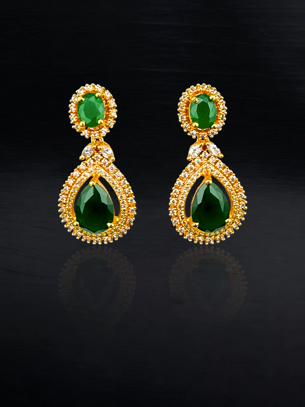 Green Drop Stone Danglers