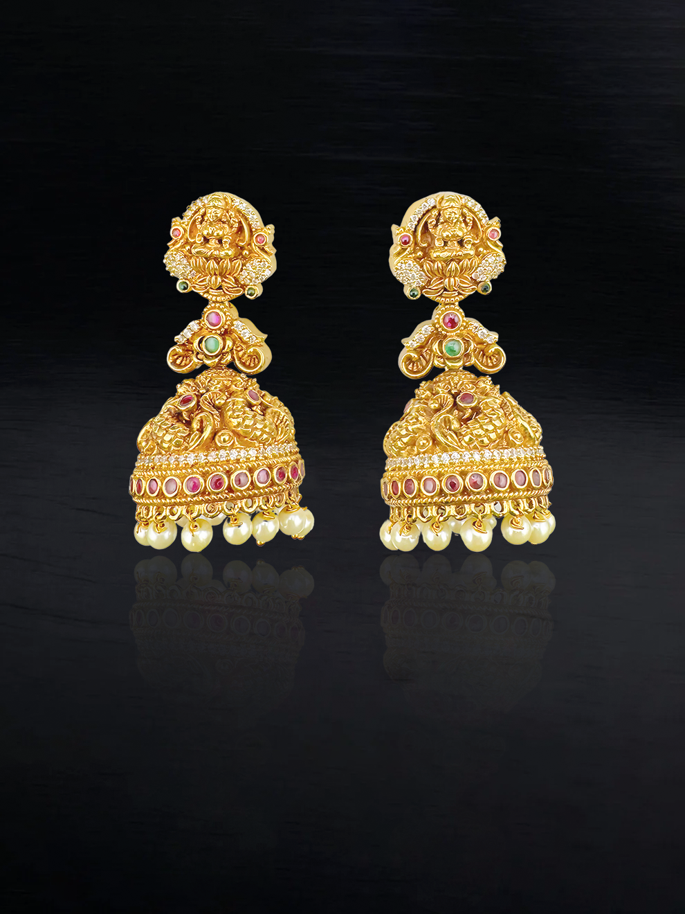 Divine Laxmi Jhumkas with Pearl Detailing