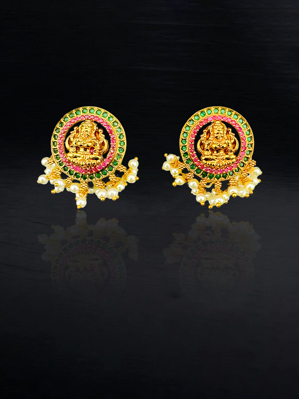 Laxmi Motif Round Studs
