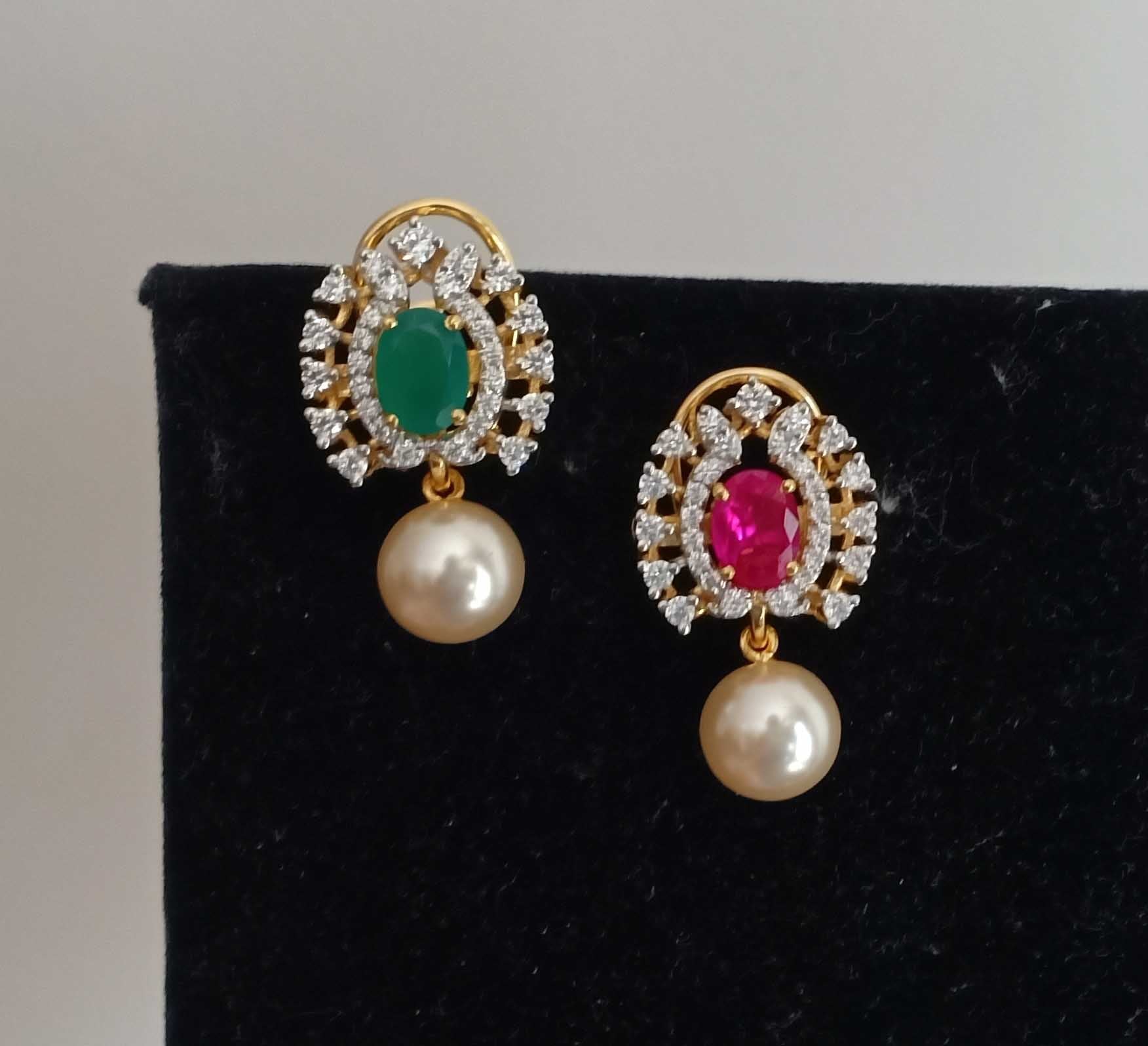 Crimson Onyx & Pearl Drop Earrings