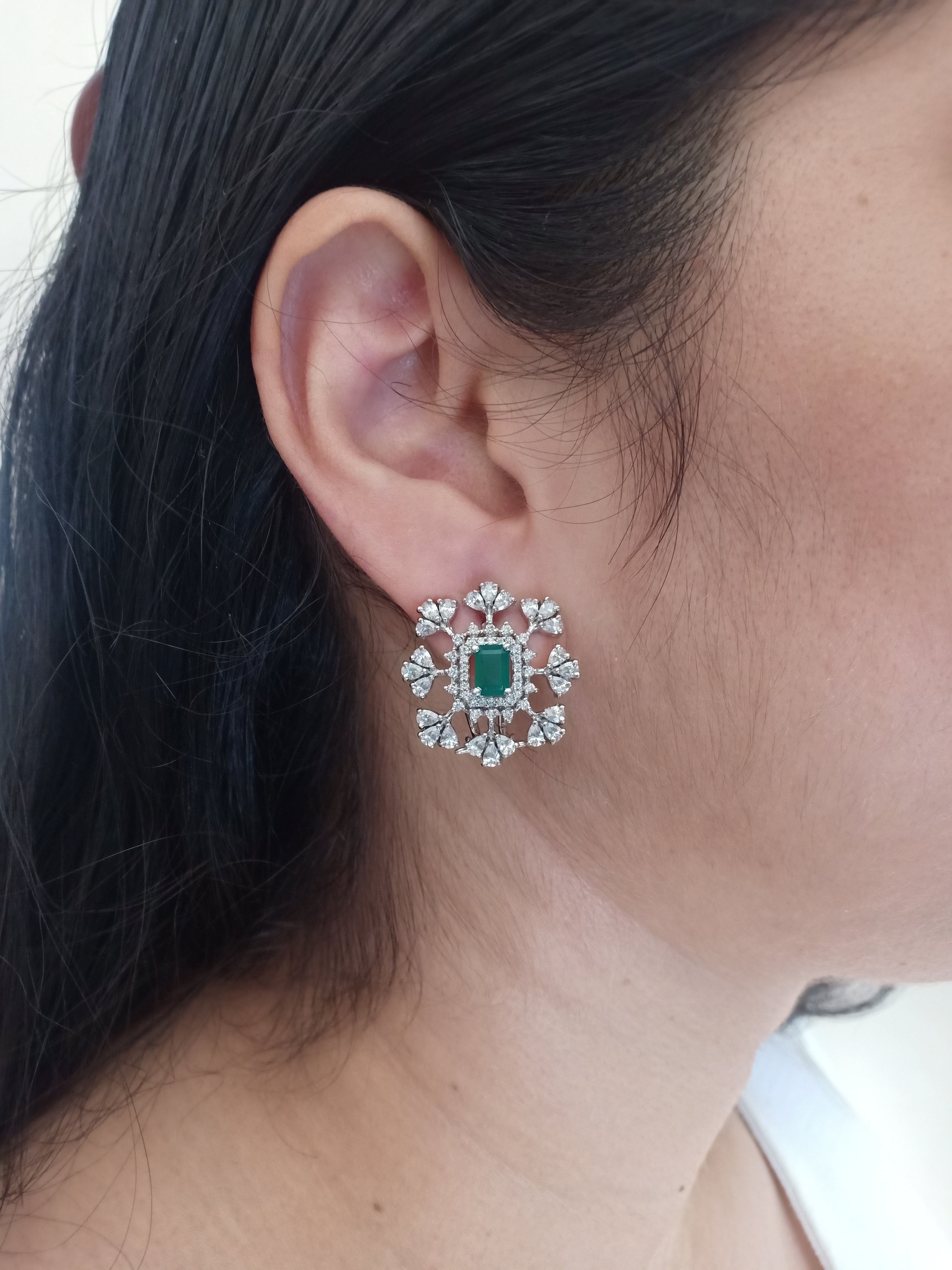 Emerald Sparkle CZ Earrings