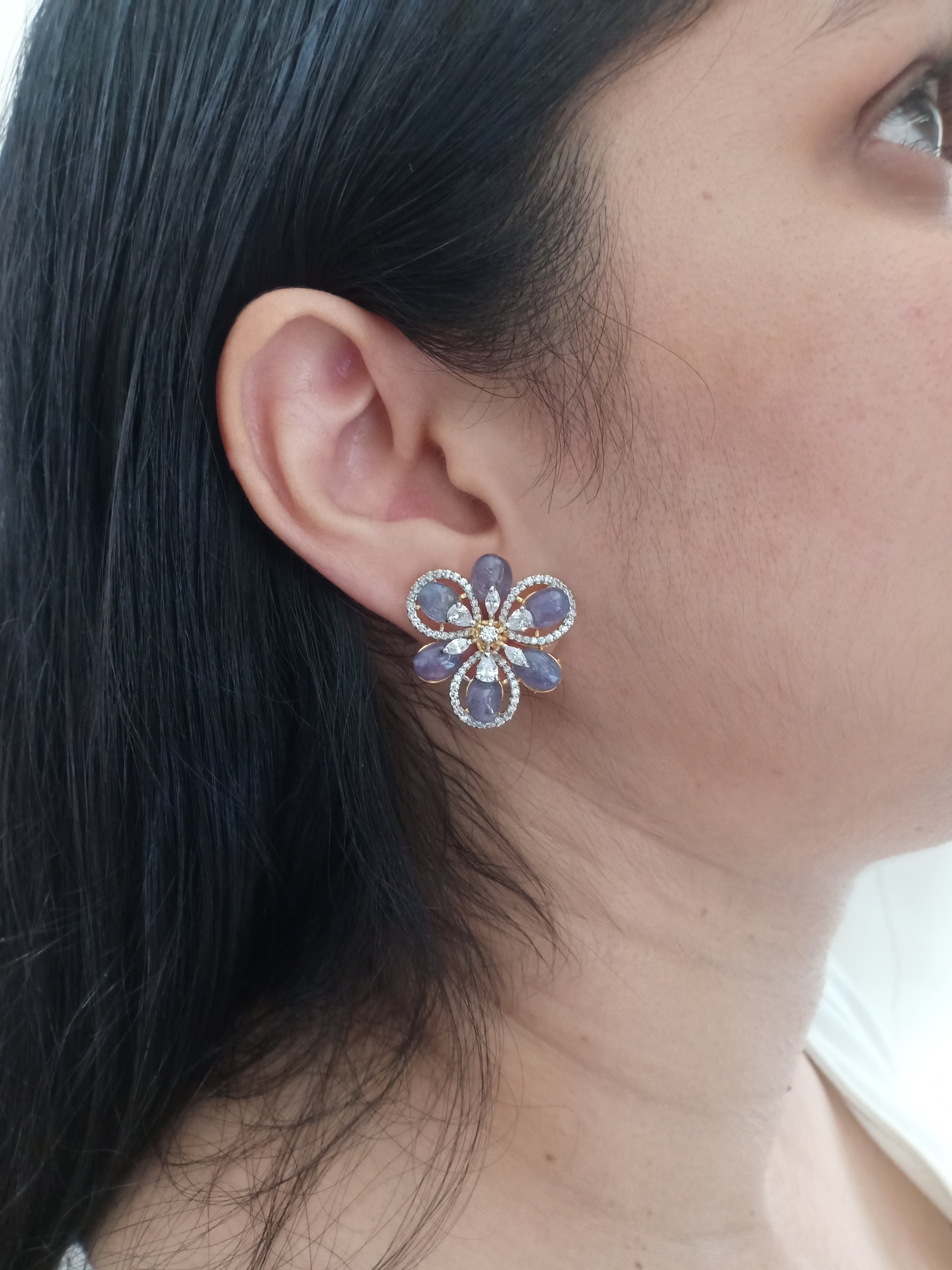 Tanzanite Blossom Floral Earrings