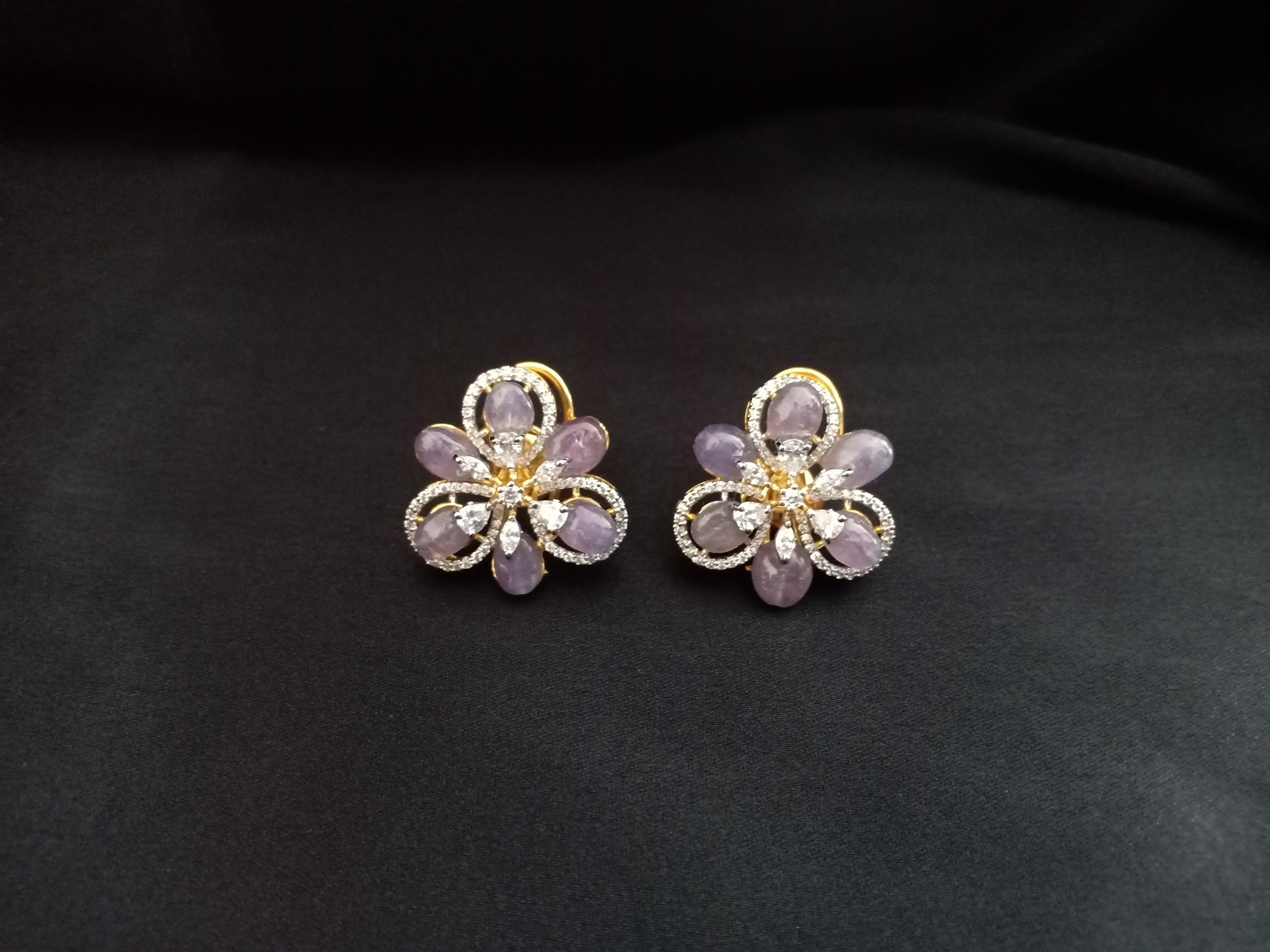 Tanzanite Blossom Floral Earrings - Dyulokha