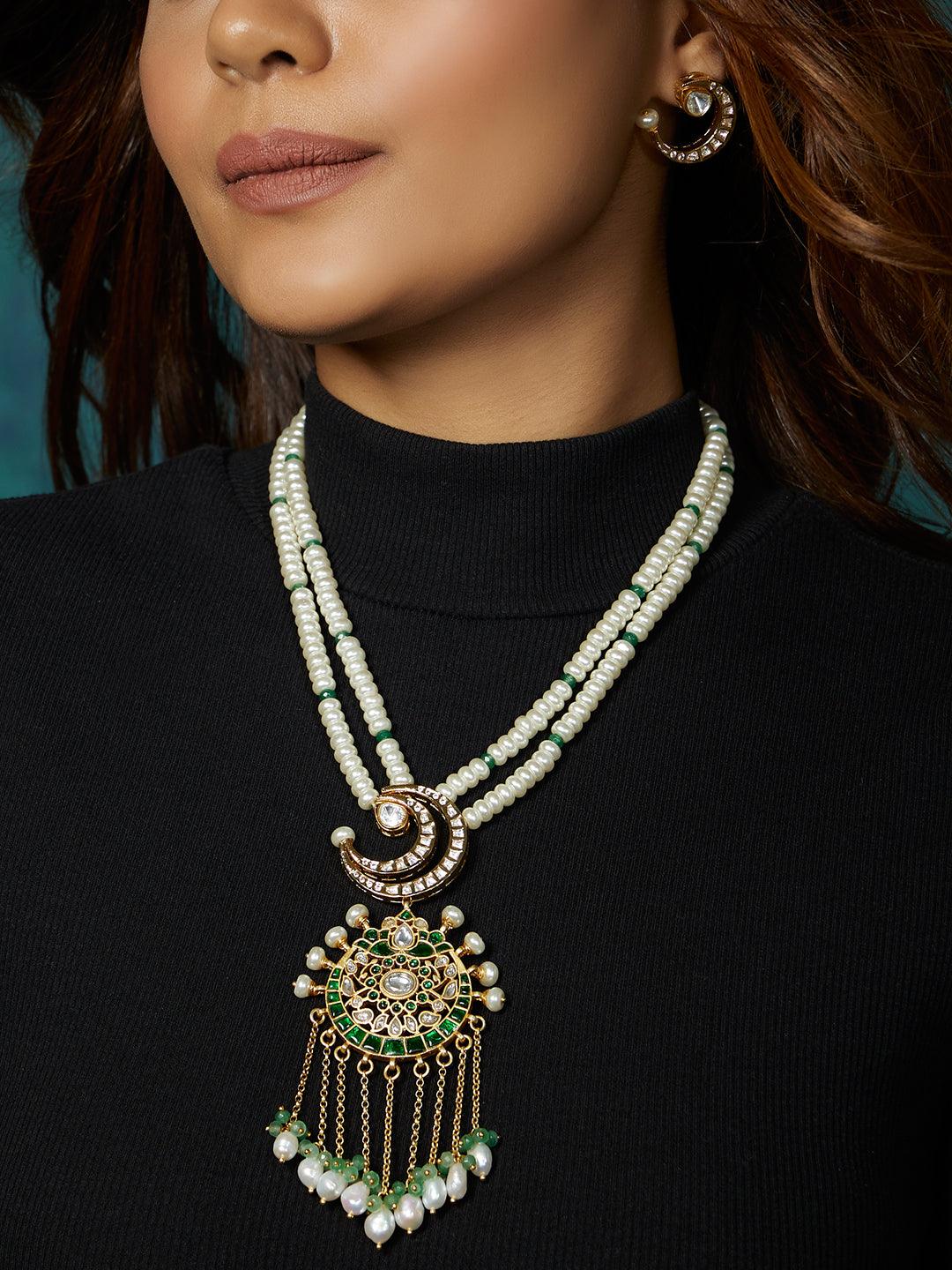 Gold-Finish Double Layer Pearl Set - Dyulokha