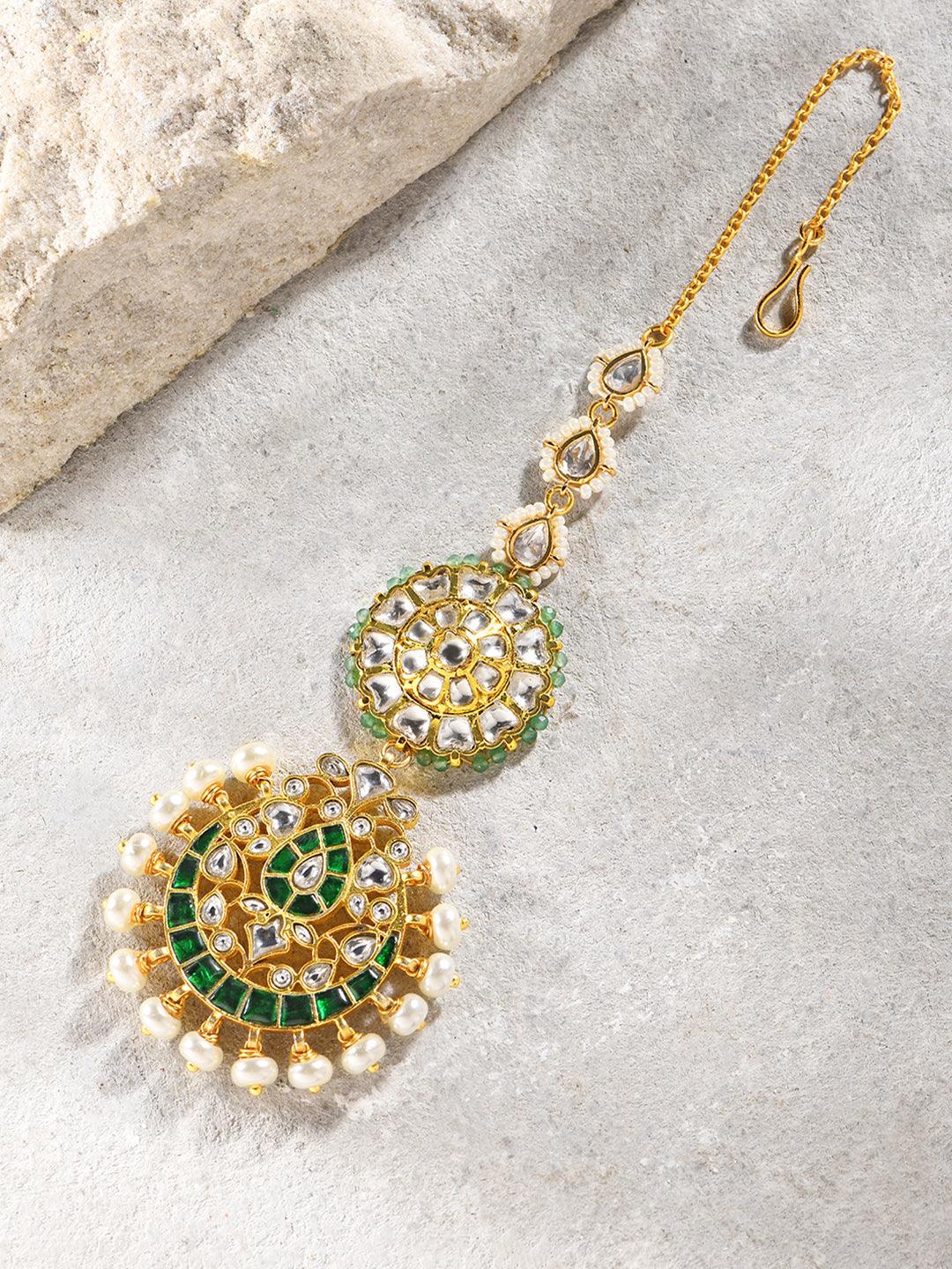Emerald Glow Polki Green Maangtikka - Dyulokha