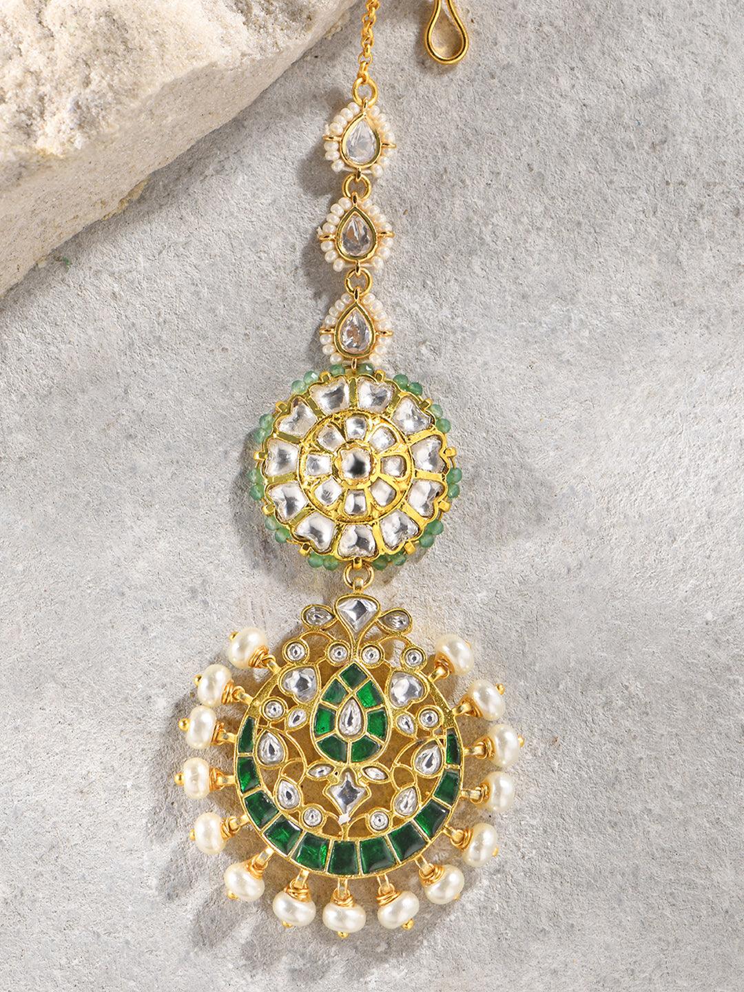 Emerald Glow Polki Green Maangtikka - Dyulokha