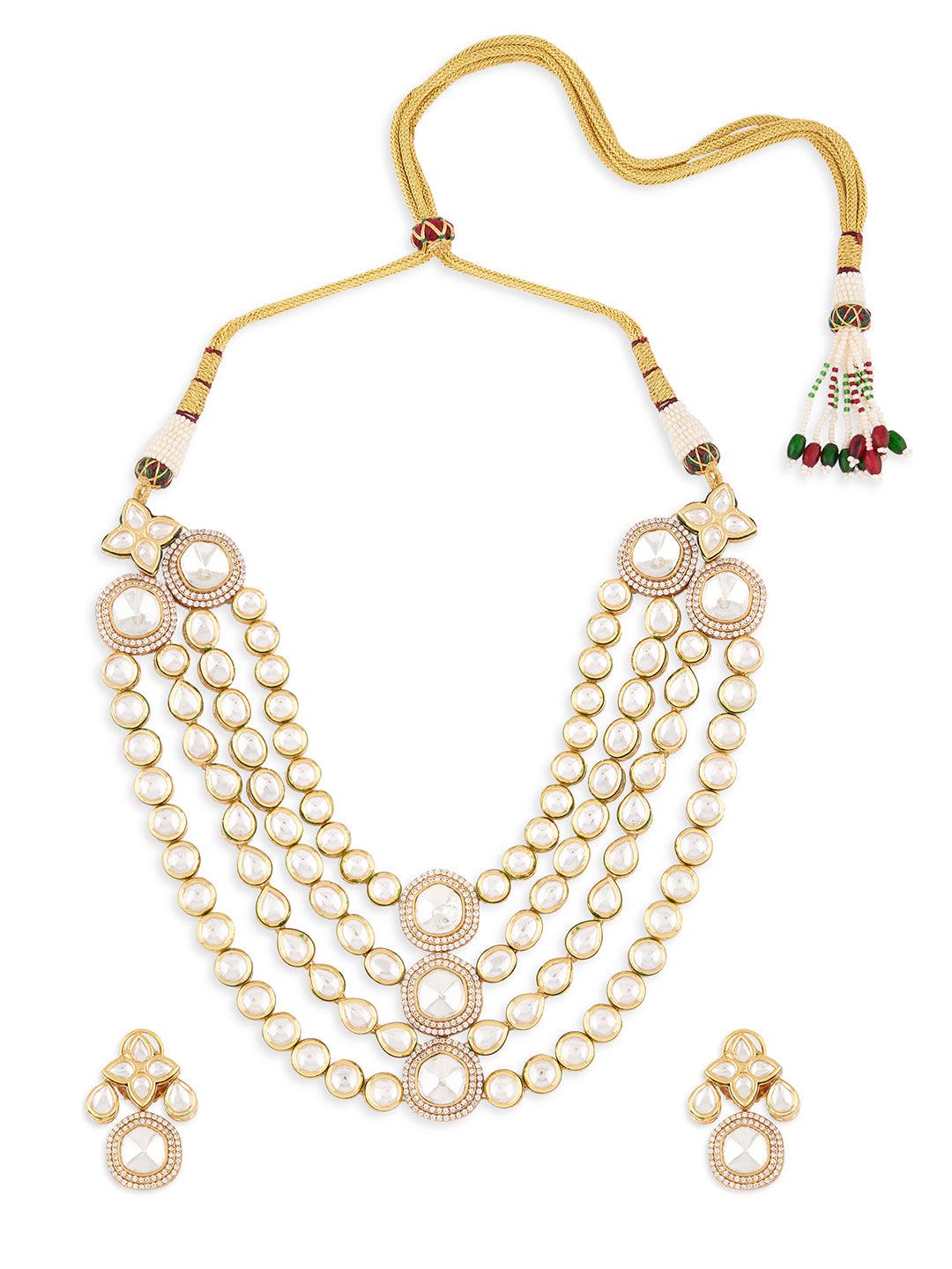 Golden Radiance Kundan Polki Necklace Set - Dyulokha