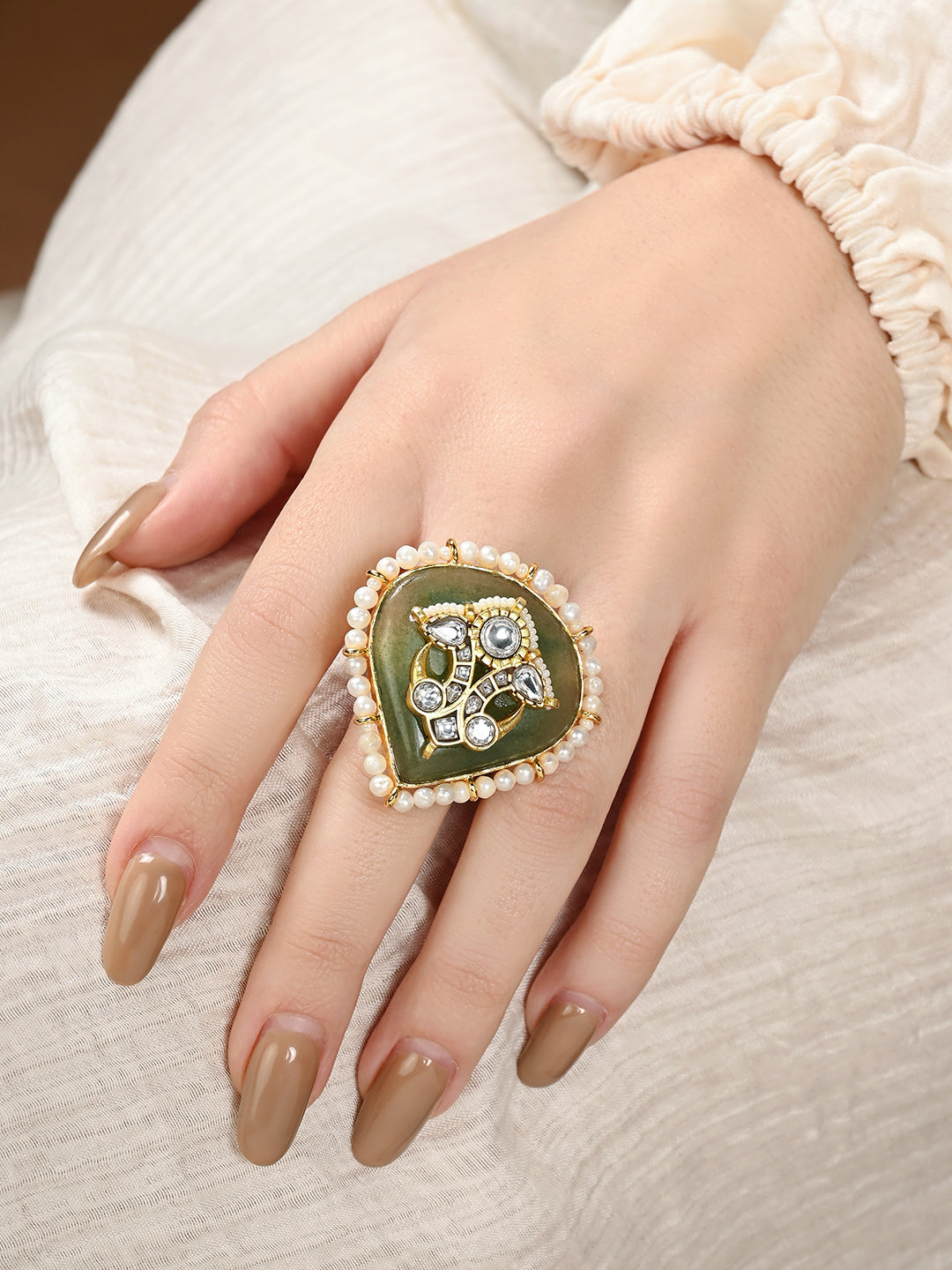 Golden Jade Symphony Ring