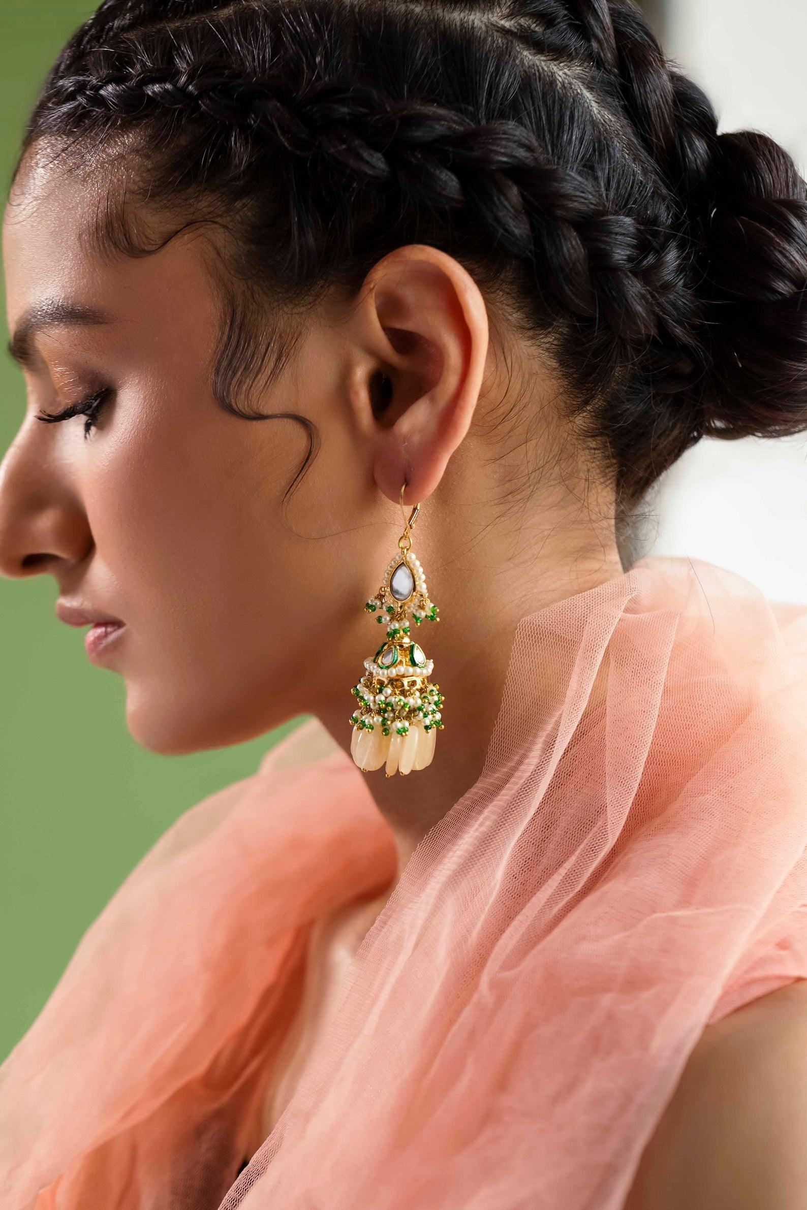 Petite Kundan Jhumki Earrings - Dyulokha