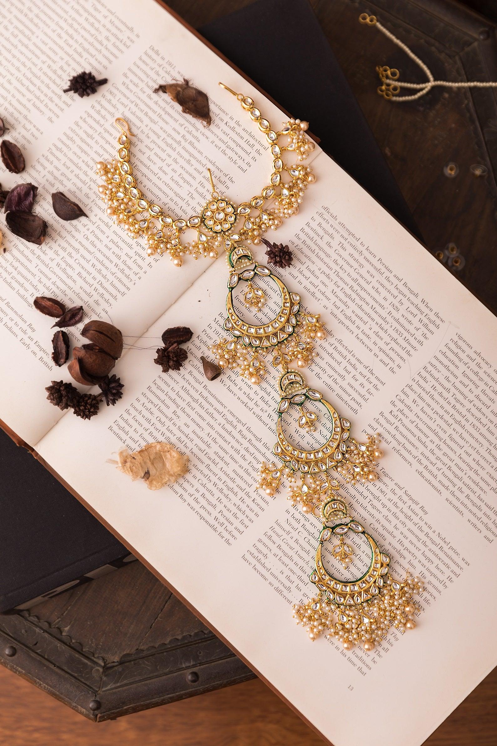 Golden White Blossom Braid Pin - Dyulokha