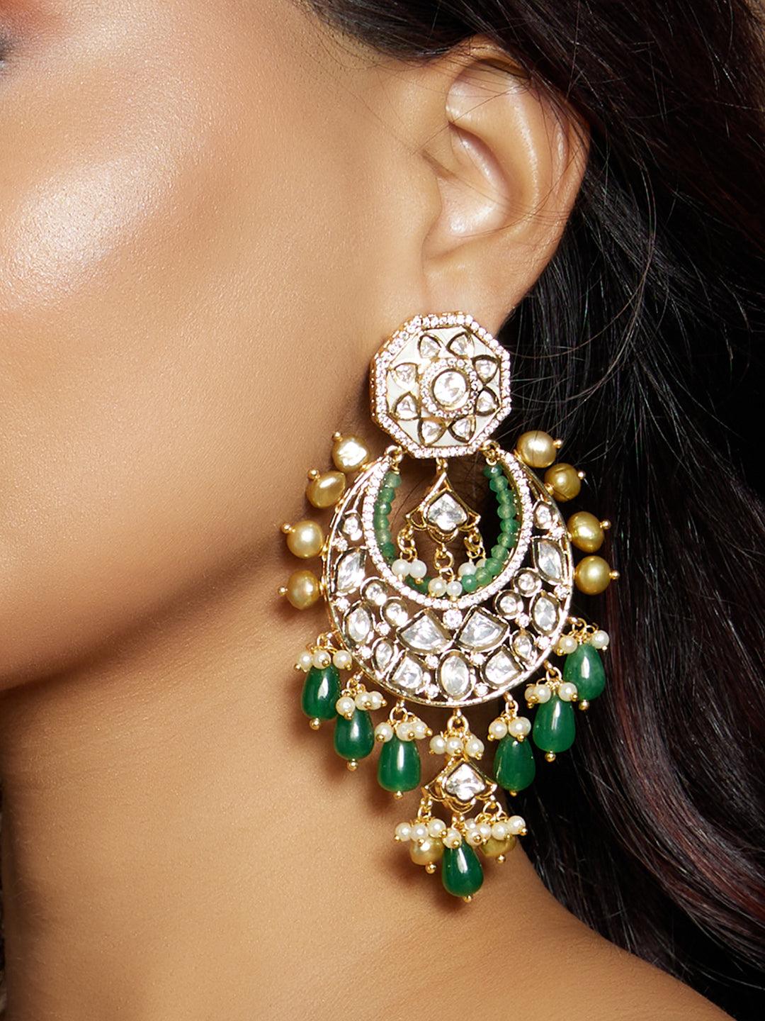 Vintage Charm Kundan Polki Chandbali - Dyulokha