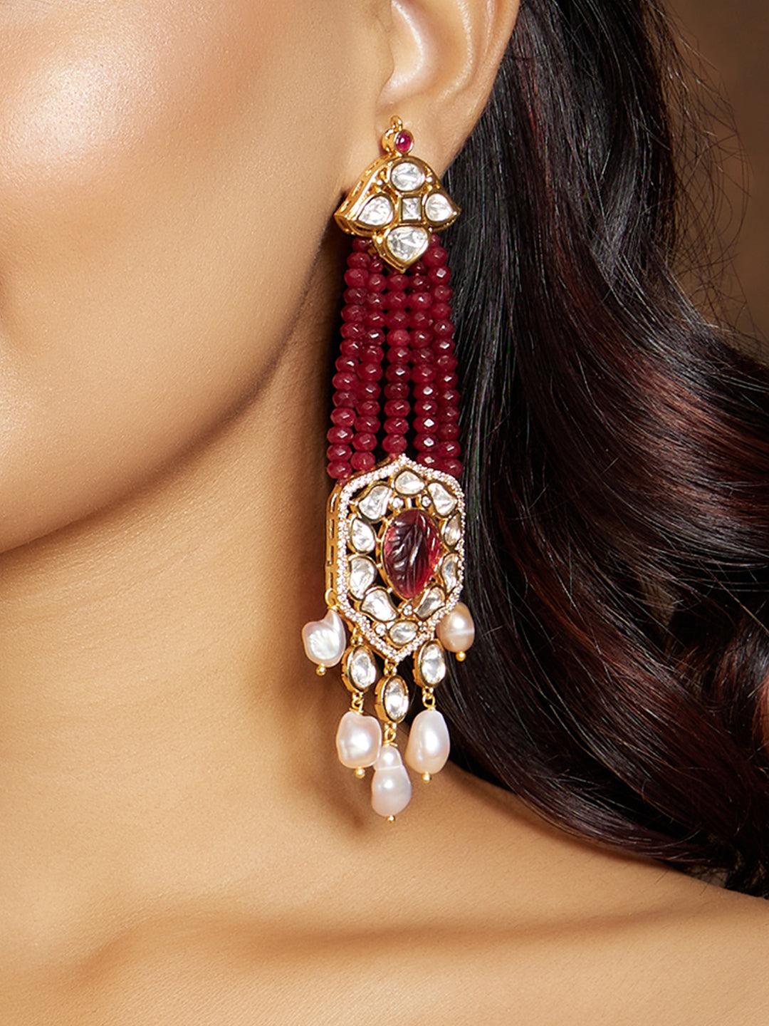 Crimson Elegance Golden Chandelier - Dyulokha
