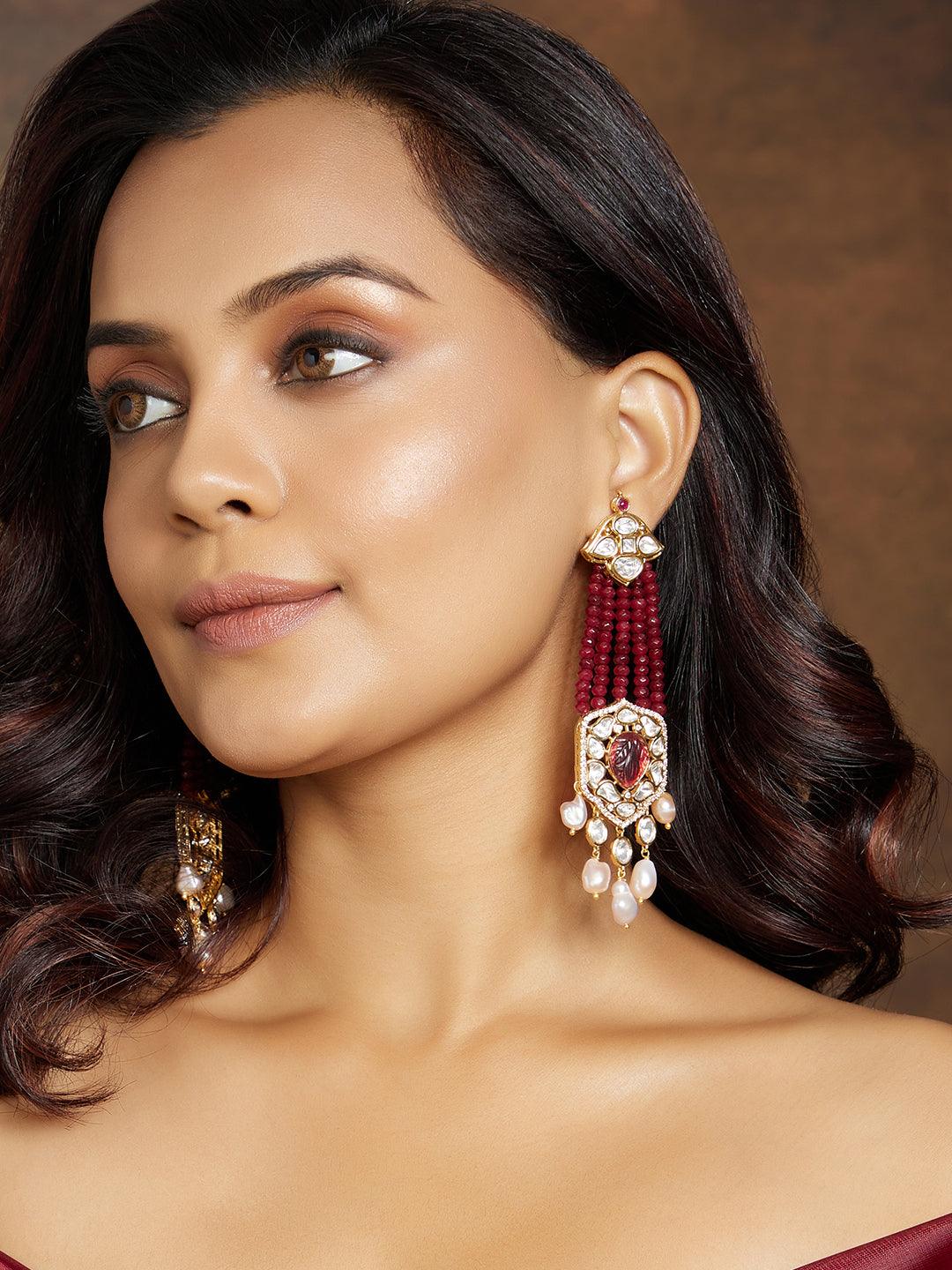 Crimson Elegance Golden Chandelier - Dyulokha