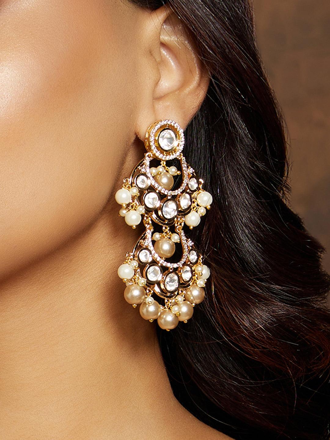 Gilded Elegance Kundan Polki Earrings - Dyulokha