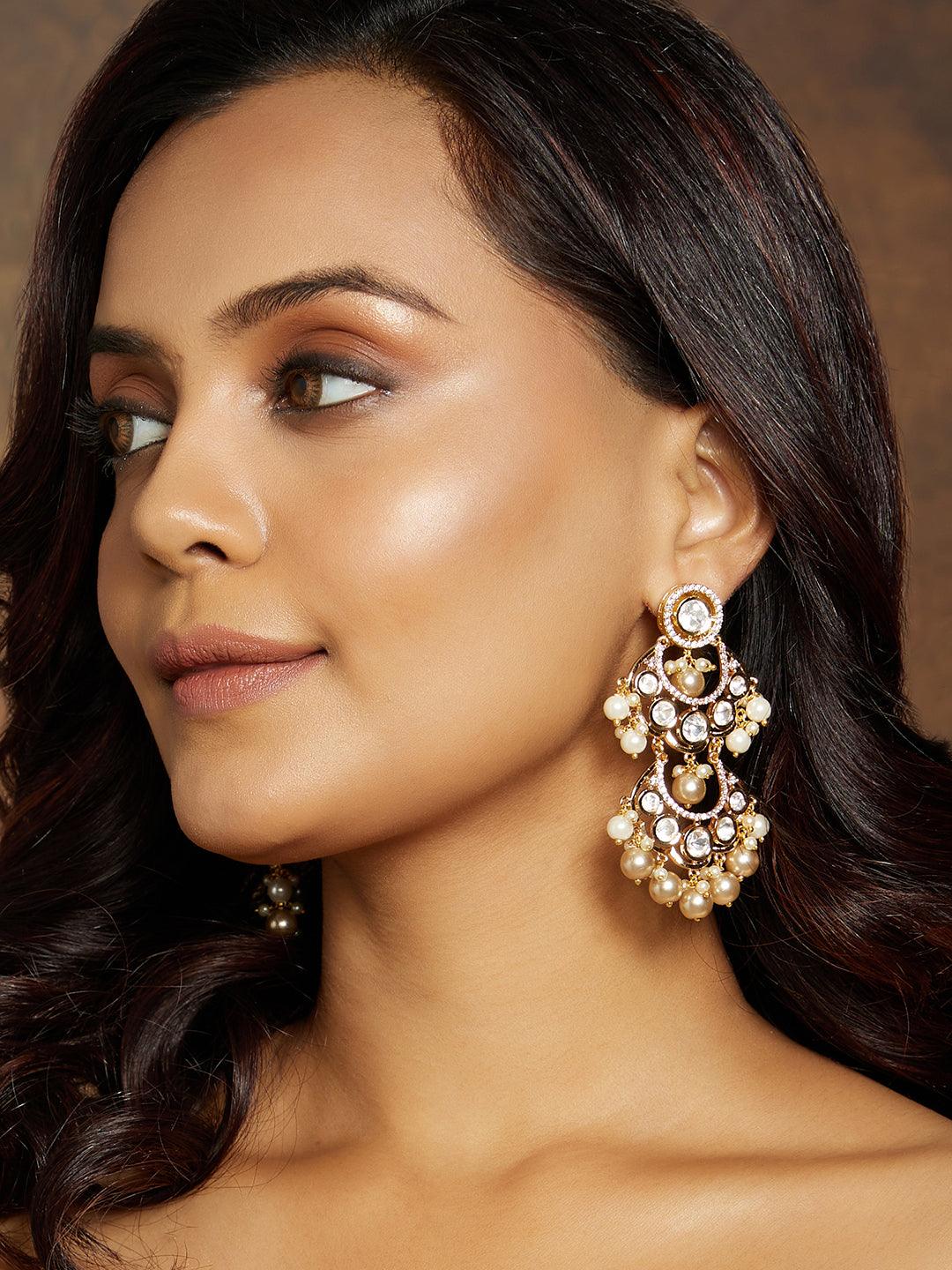 Gilded Elegance Kundan Polki Earrings - Dyulokha