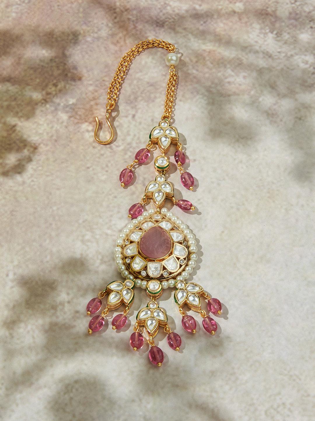 Pink Elegance Maang Tikka - Dyulokha