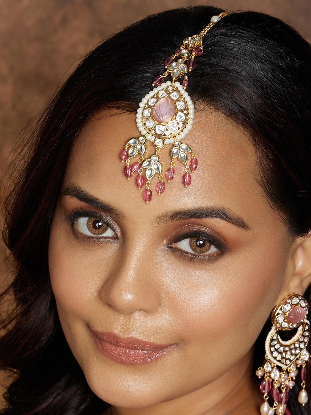 Pink Elegance Maang Tikka - Dyulokha