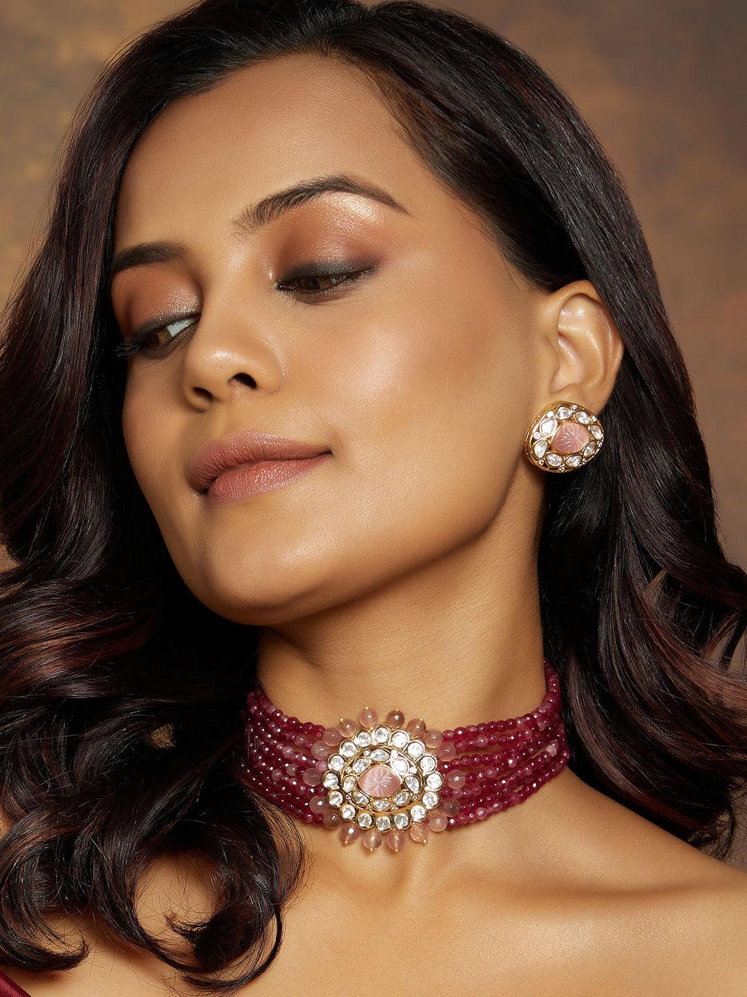 Ruby Elegance Polki Choker Set - Dyulokha