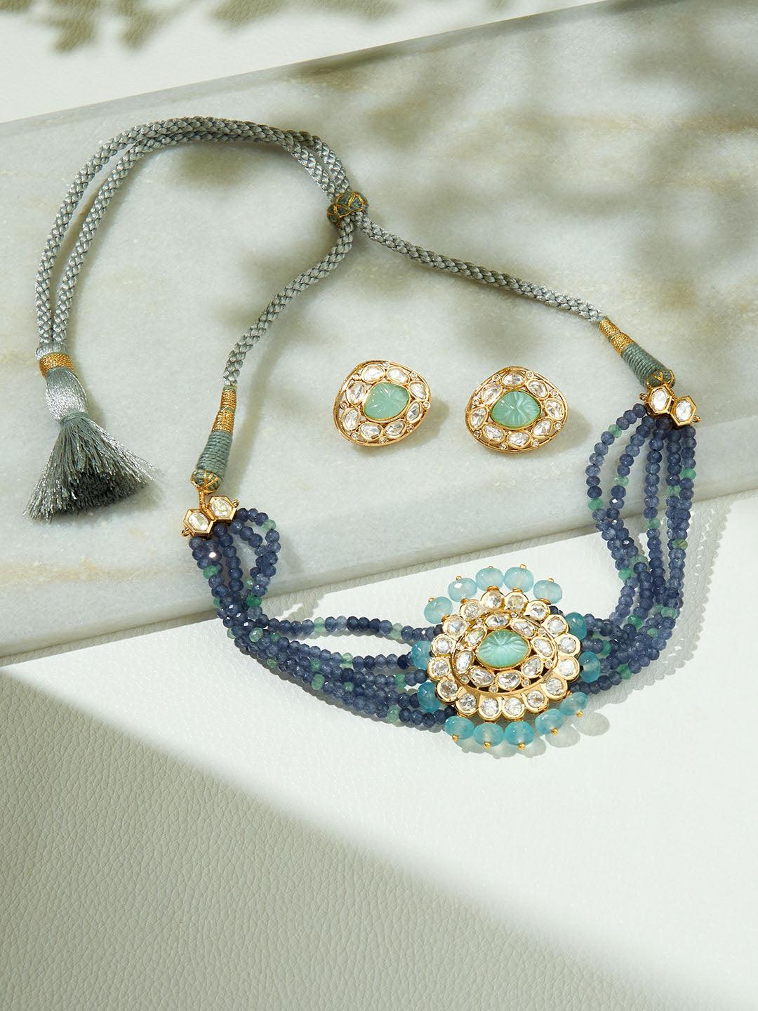 Vivid Hues Multi-Color Beaded Polki Set - Dyulokha