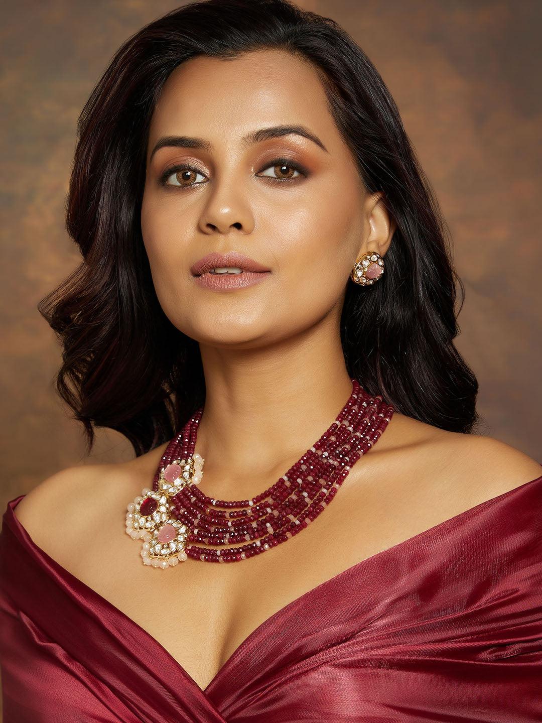 Colorful Brooch Necklace Set - Dyulokha