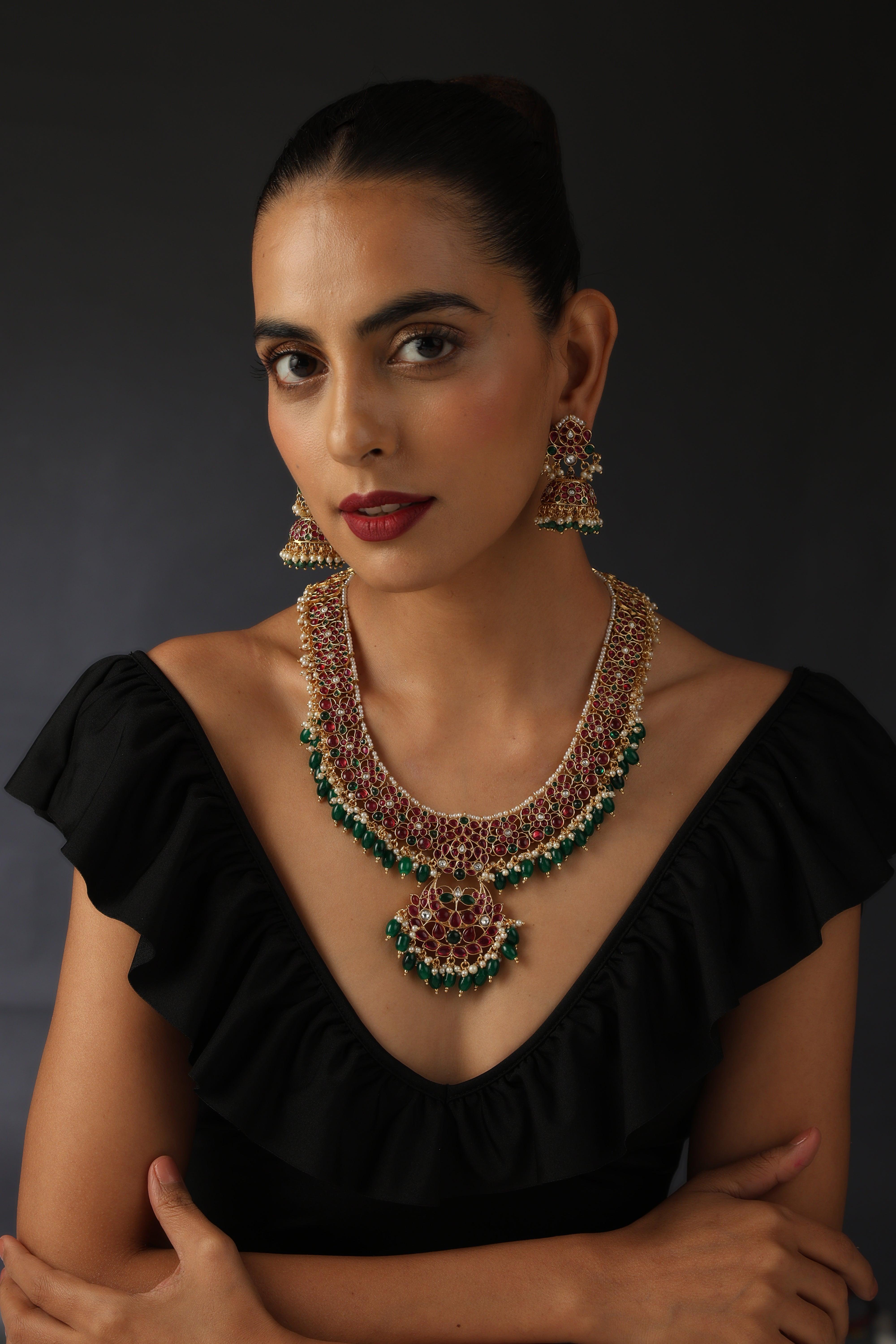 Regal Harmony Jadau Kundan Necklace Set - Dyulokha
